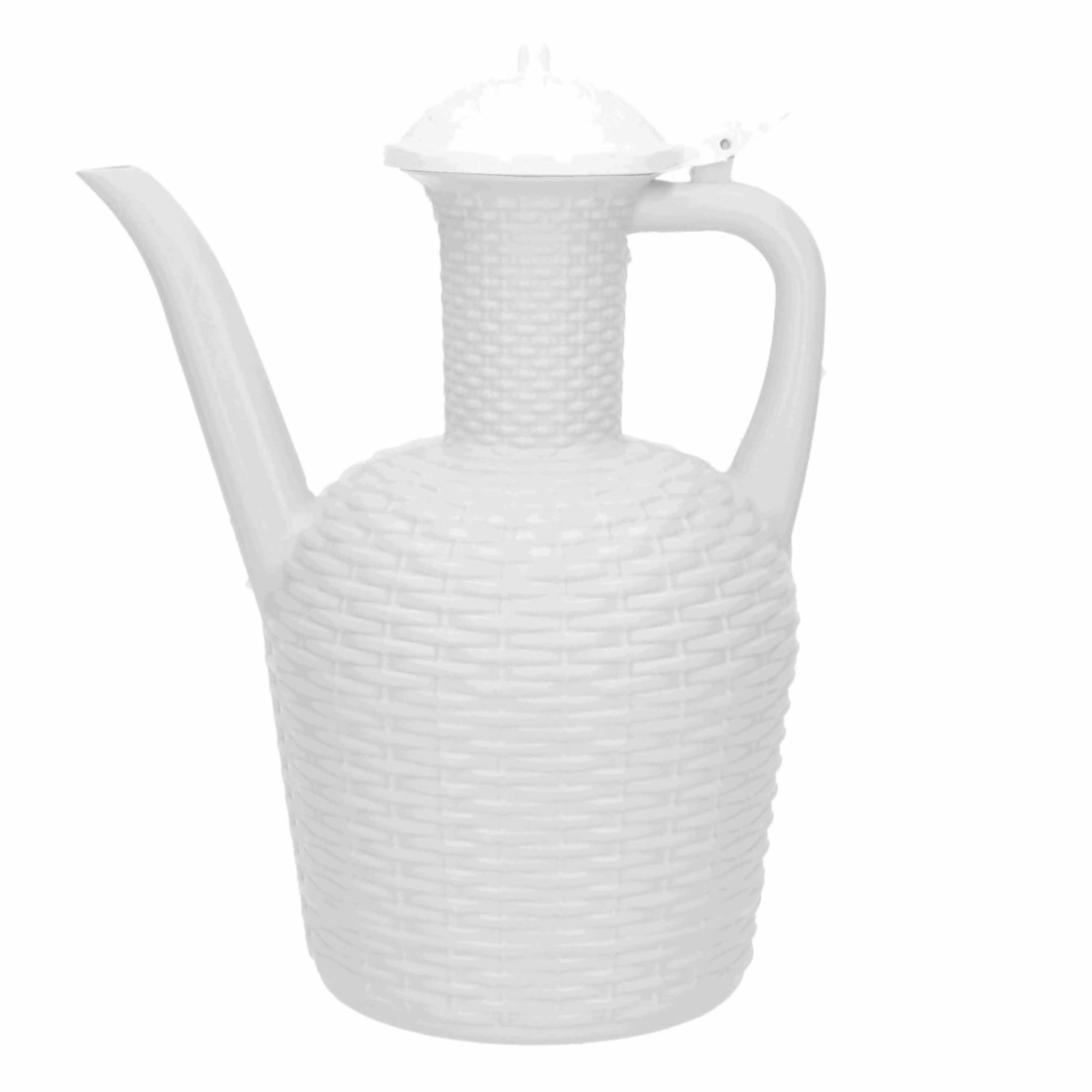 Gieter - wit - kunststof - rotan uitstraling - 2 liter -