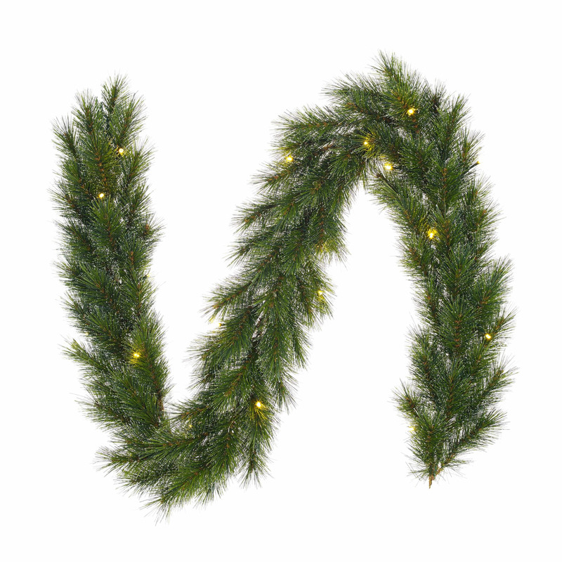 2x stuks groene dennenslingers/dennen guirlandes met verlichting 25 x 180 cm -
