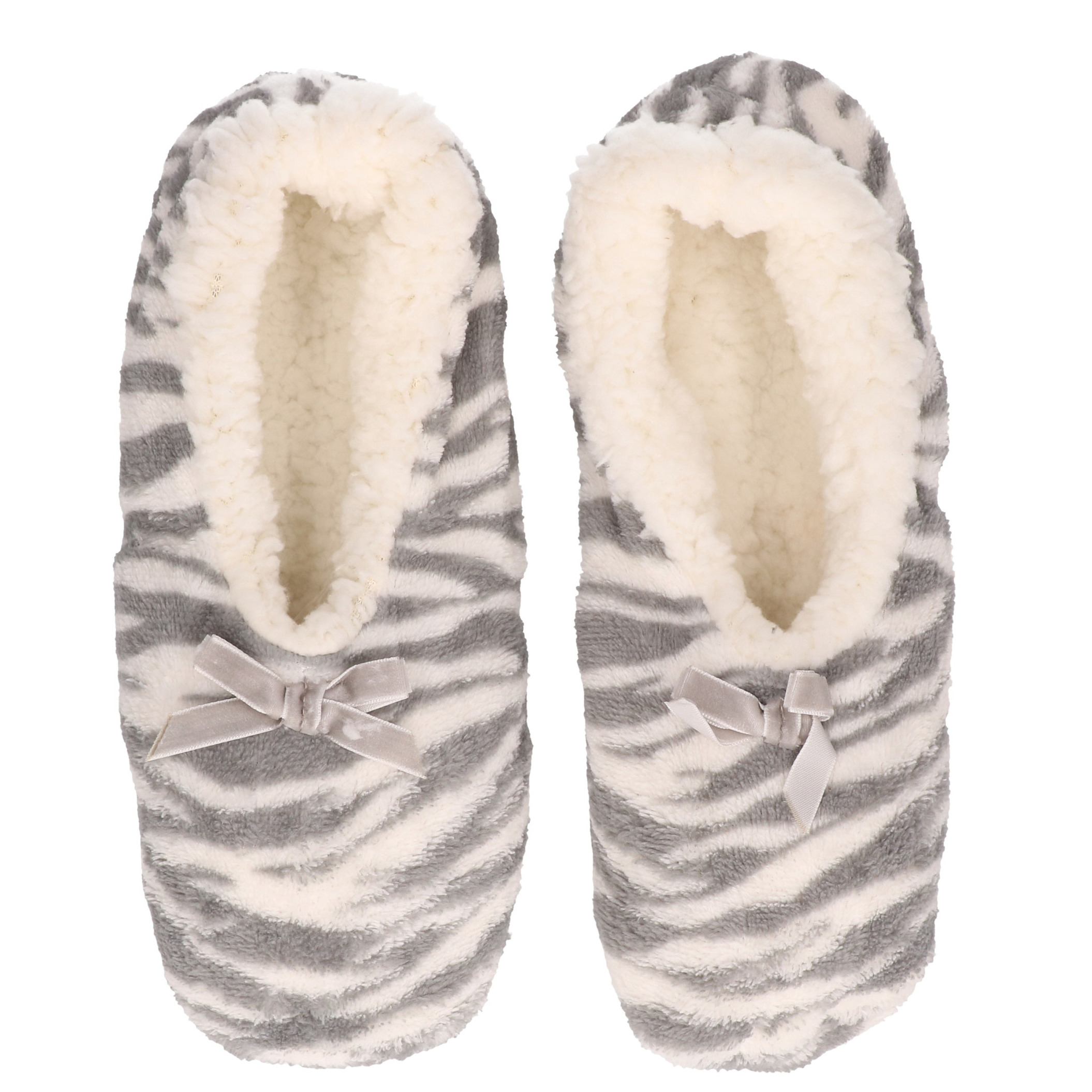Ballerina pantoffels- zebraprint - grijs - dames - sloffen 40-42 -