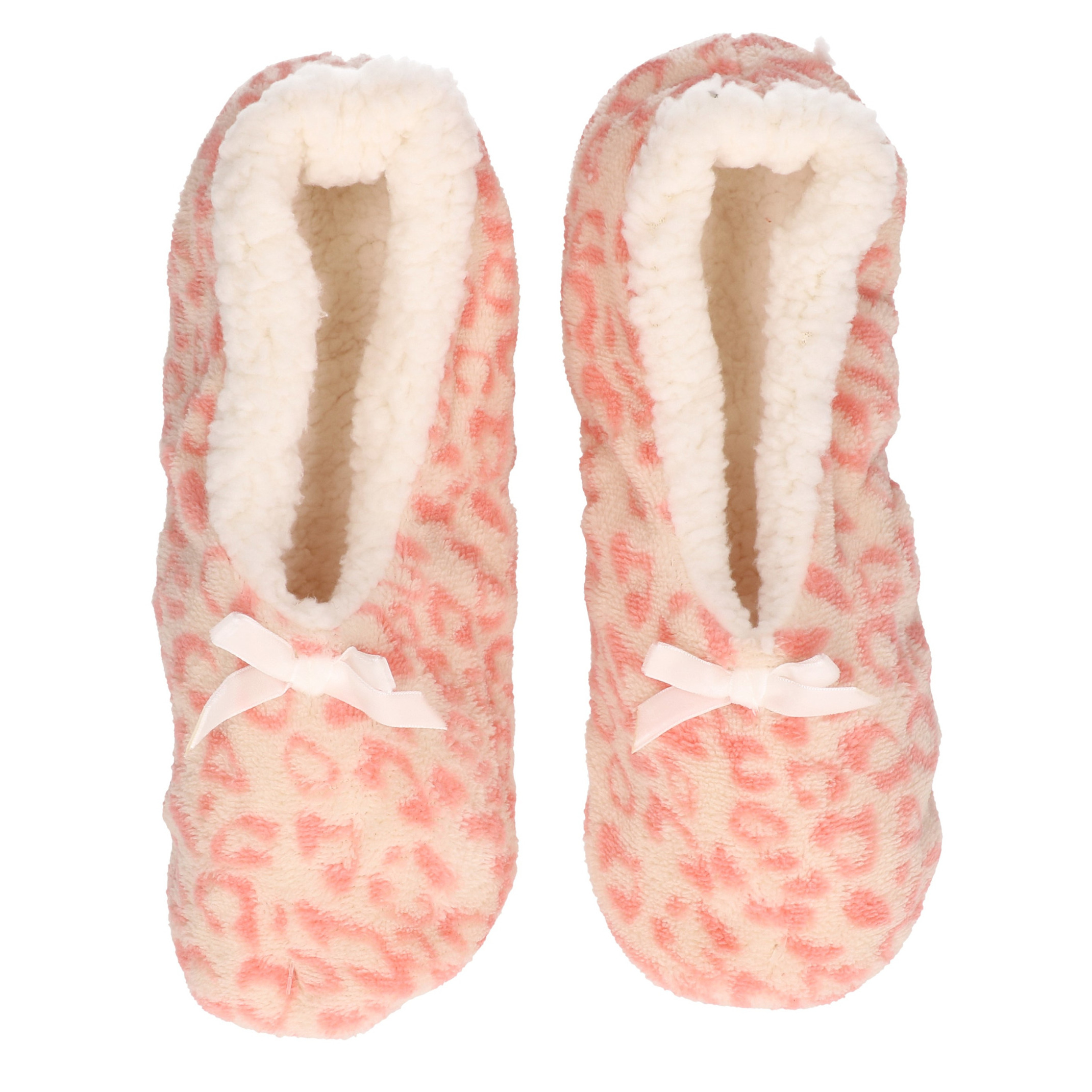 Ballerina pantoffels- panterprint/luipaardprint - roze - dames - sloffen 40-42 -