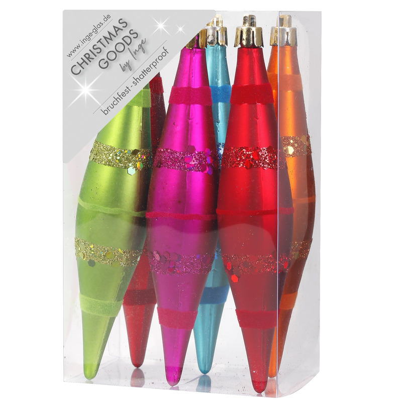 Inge goods Kerstballen - 6 stuks - pegels - gekleurd - 15 cm -