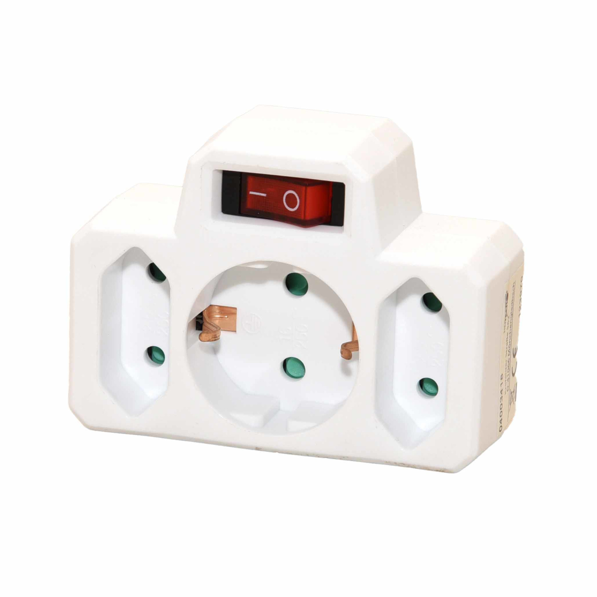 Stopcontactsplitter - 1x - stopcontact adapter met 3 poorten en schakelaar - verdeelstekker -