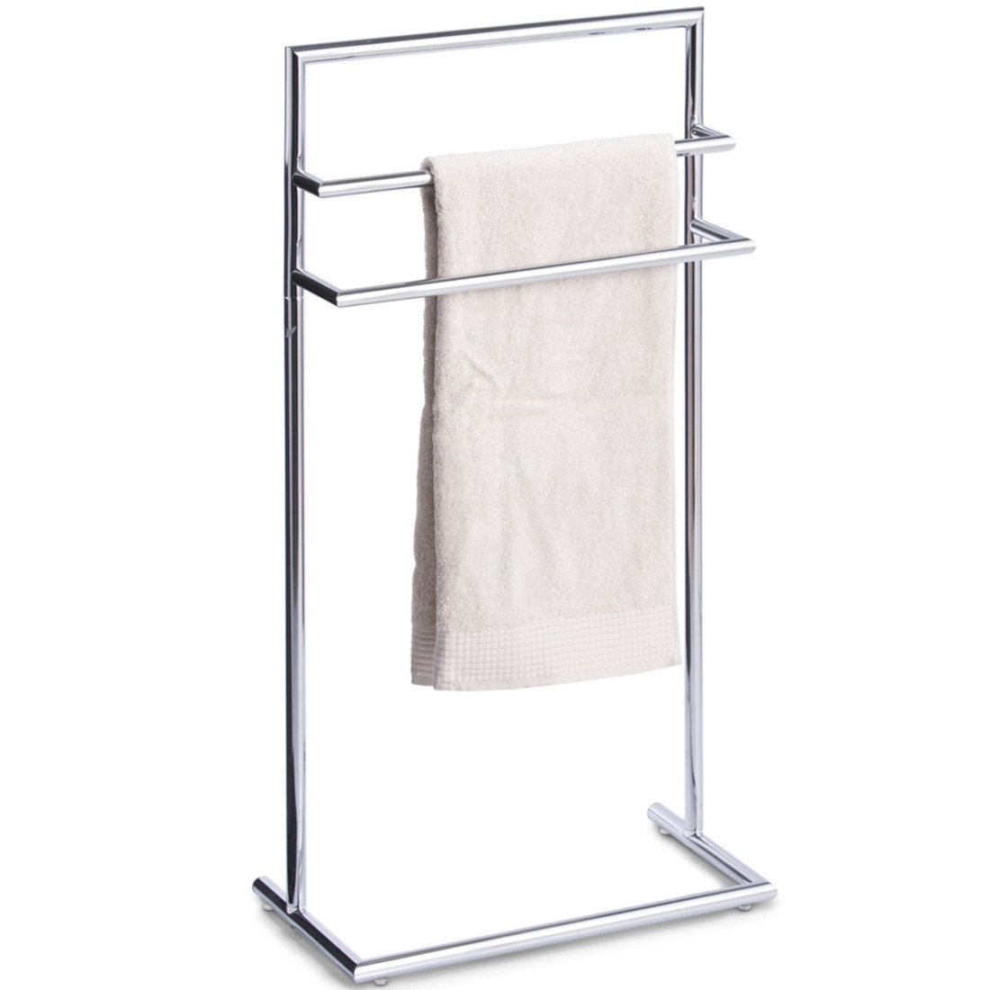 Luxe handdoek badkamer rek - zilver - 3 stangen - metaal - 44 x 83 cm -