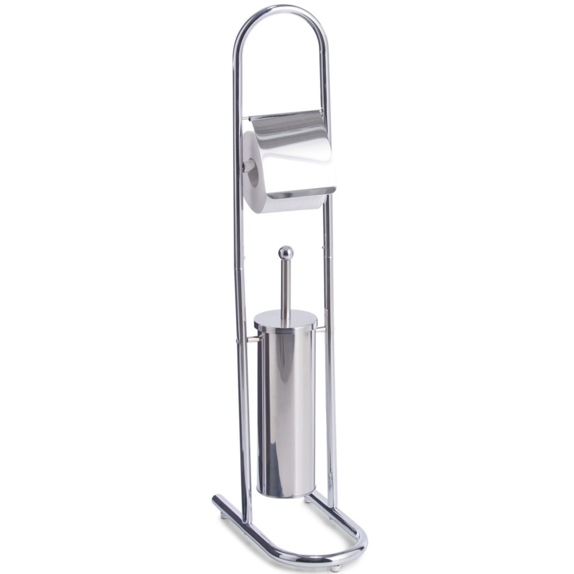 1x Toiletborstels met toiletrolhouder zilver metaal 82,5 cm -