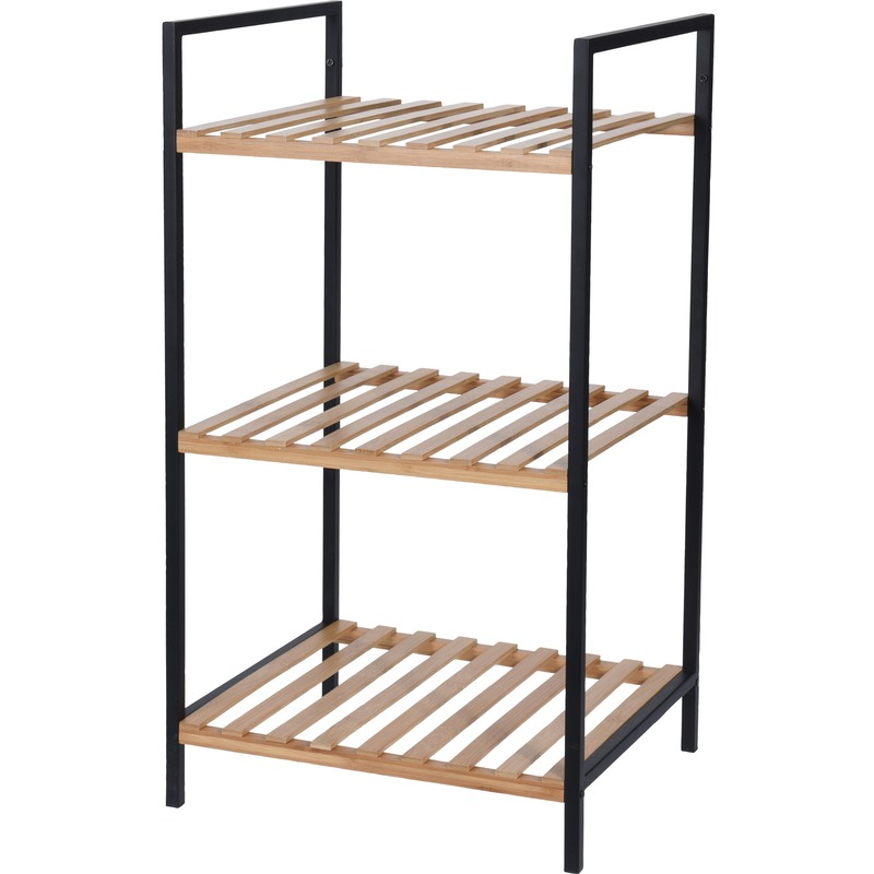 Bamboe houten badkamer kastje/trolley L39 x B32 x H70 cm -