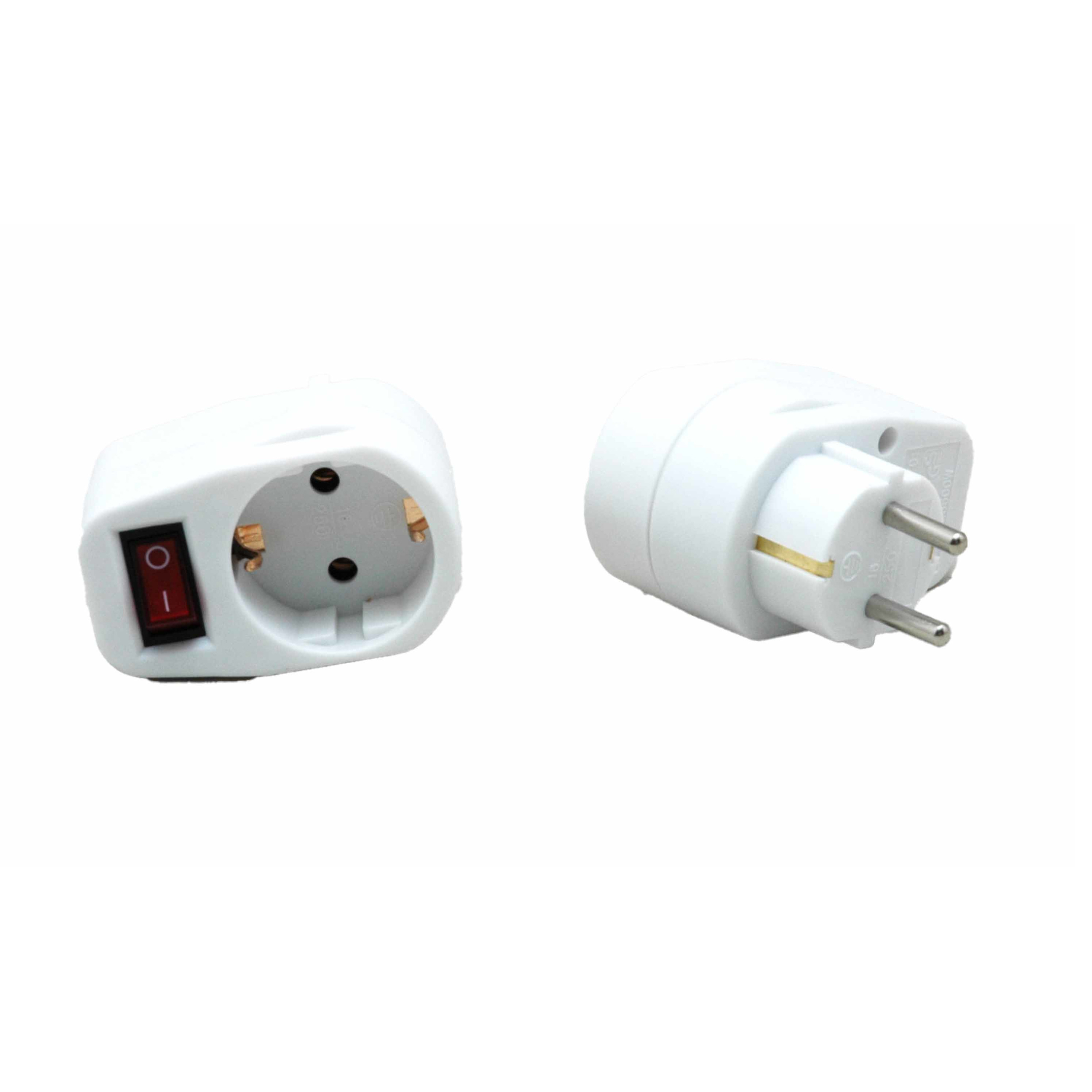 Stopcontact adapter - 3x - wit - met randaarde en schakelaar - verdeelstekkers -