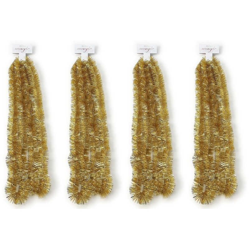 4x Gouden kerstslingers 5 x 270 cm kerstboom versieringen -