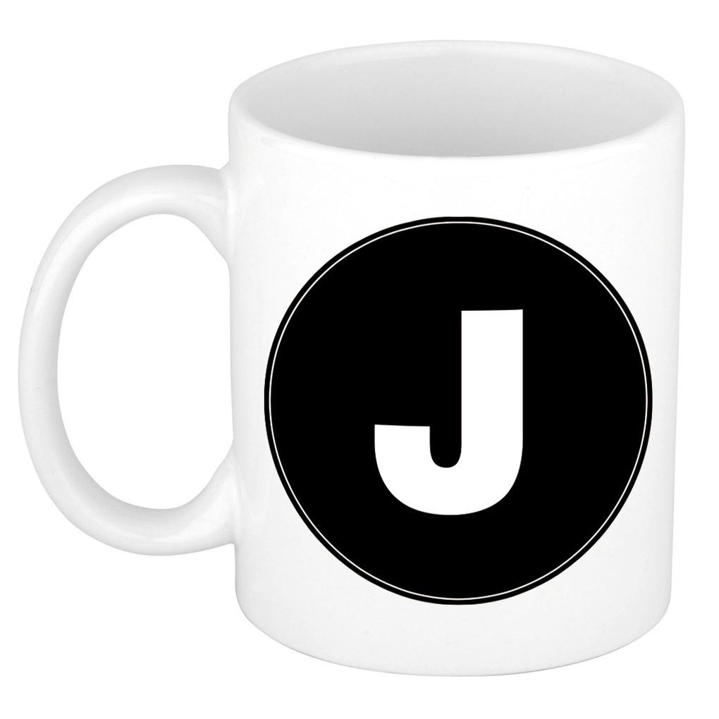 Mok / beker met de letter J voor het maken van een naam / woord of team -
