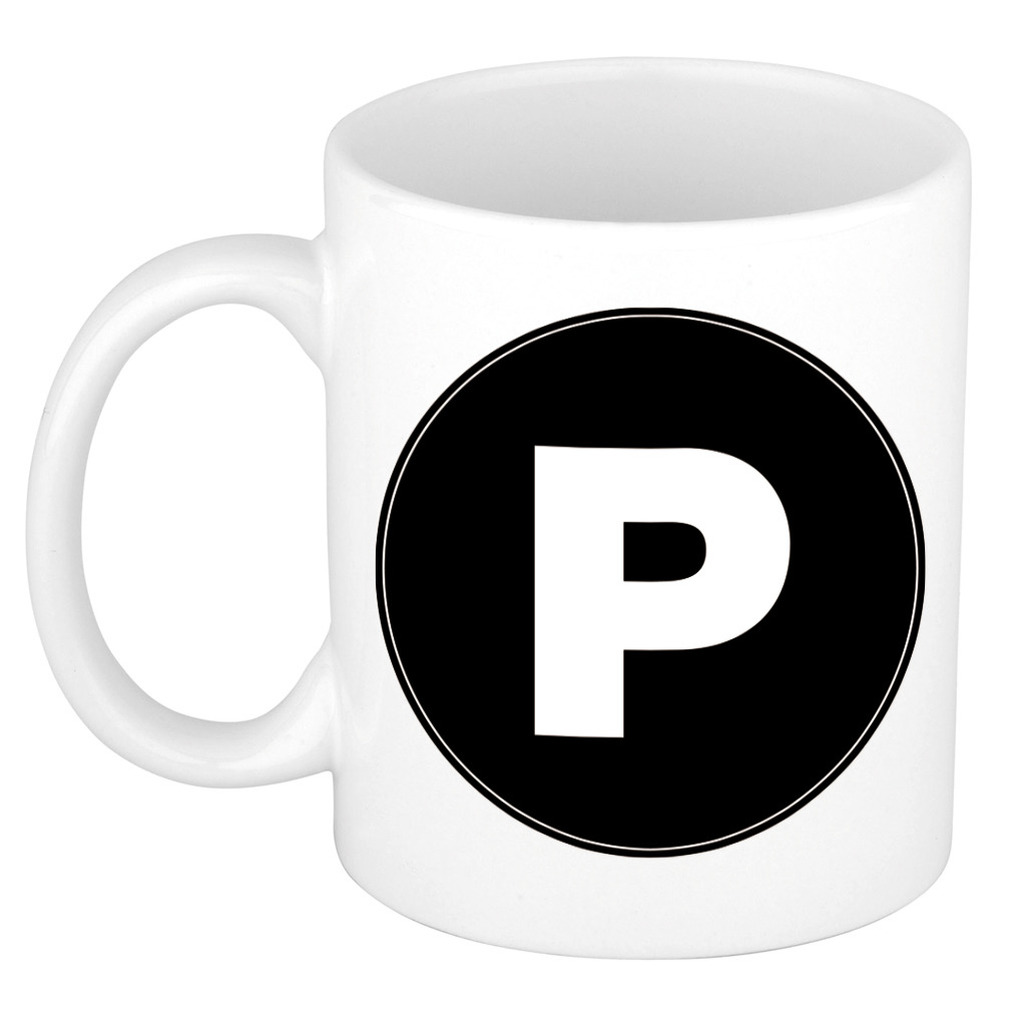 Mok / beker met de letter P voor het maken van een naam / woord of team -