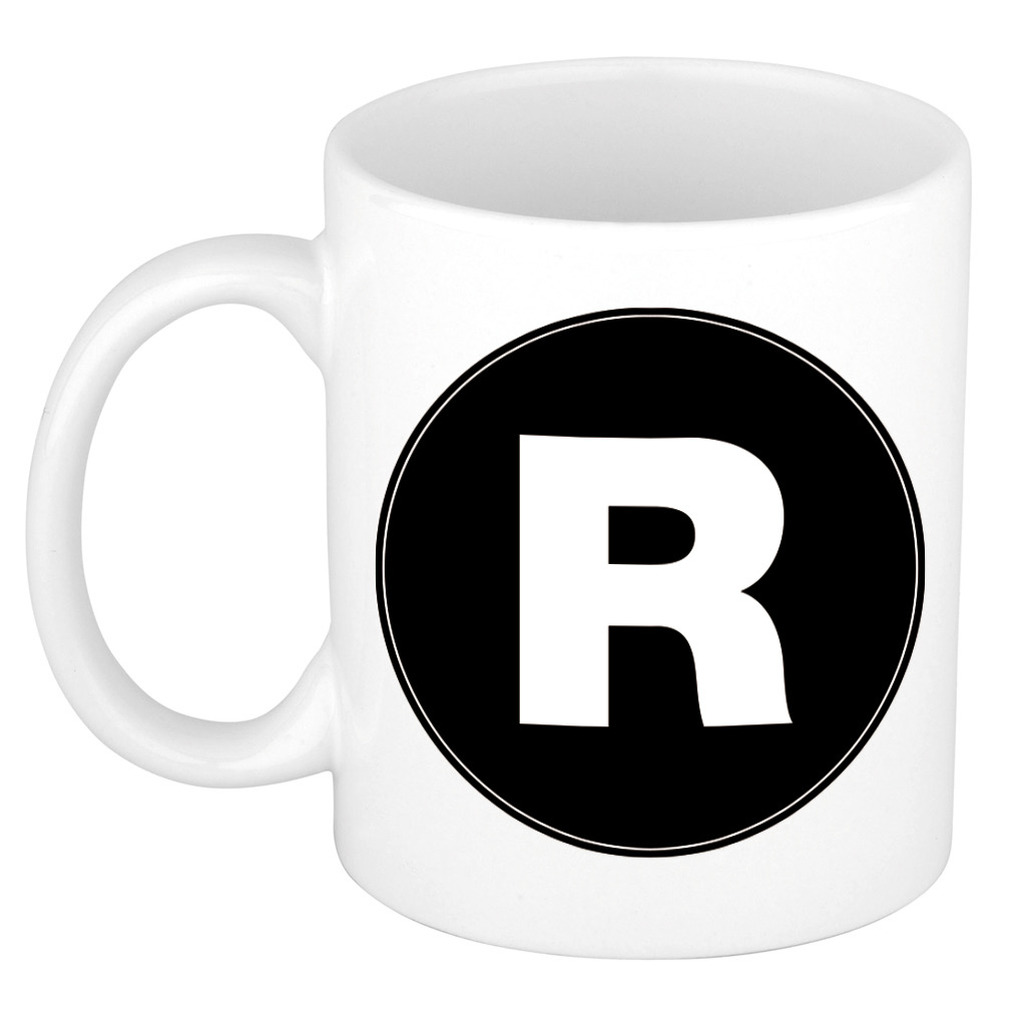 Mok / beker met de letter R voor het maken van een naam / woord of team -