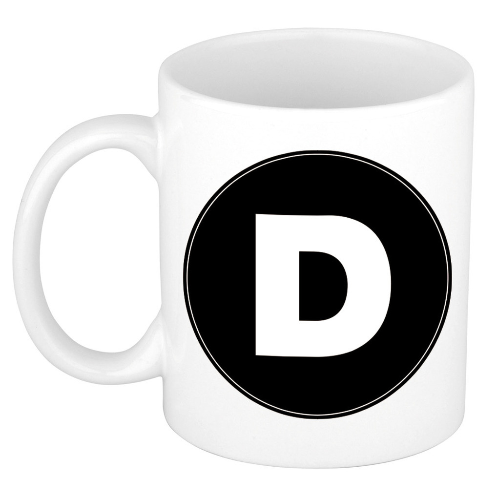 Mok / beker met de letter D voor het maken van een naam / woord of team -
