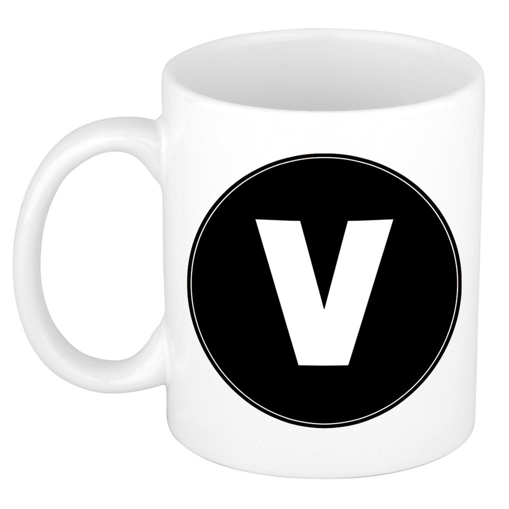 Mok / beker met de letter V voor het maken van een naam / woord of team -