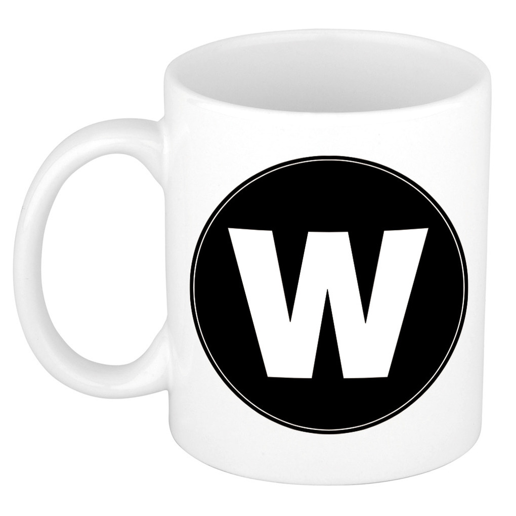 Mok / beker met de letter W voor het maken van een naam / woord of team -