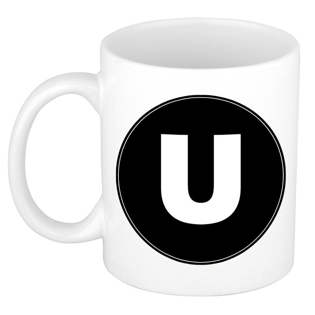 Mok / beker met de letter U voor het maken van een naam / woord of team -