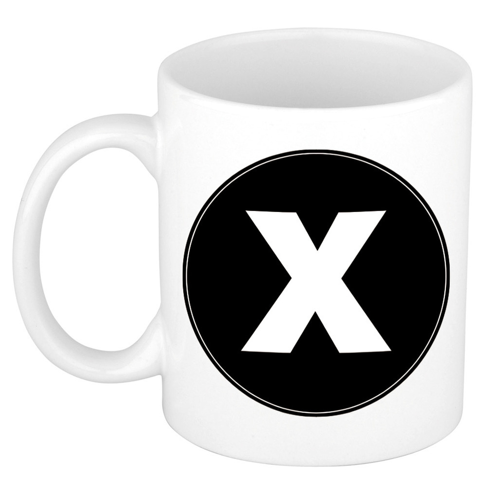 Mok / beker met de letter X voor het maken van een naam / woord of team -