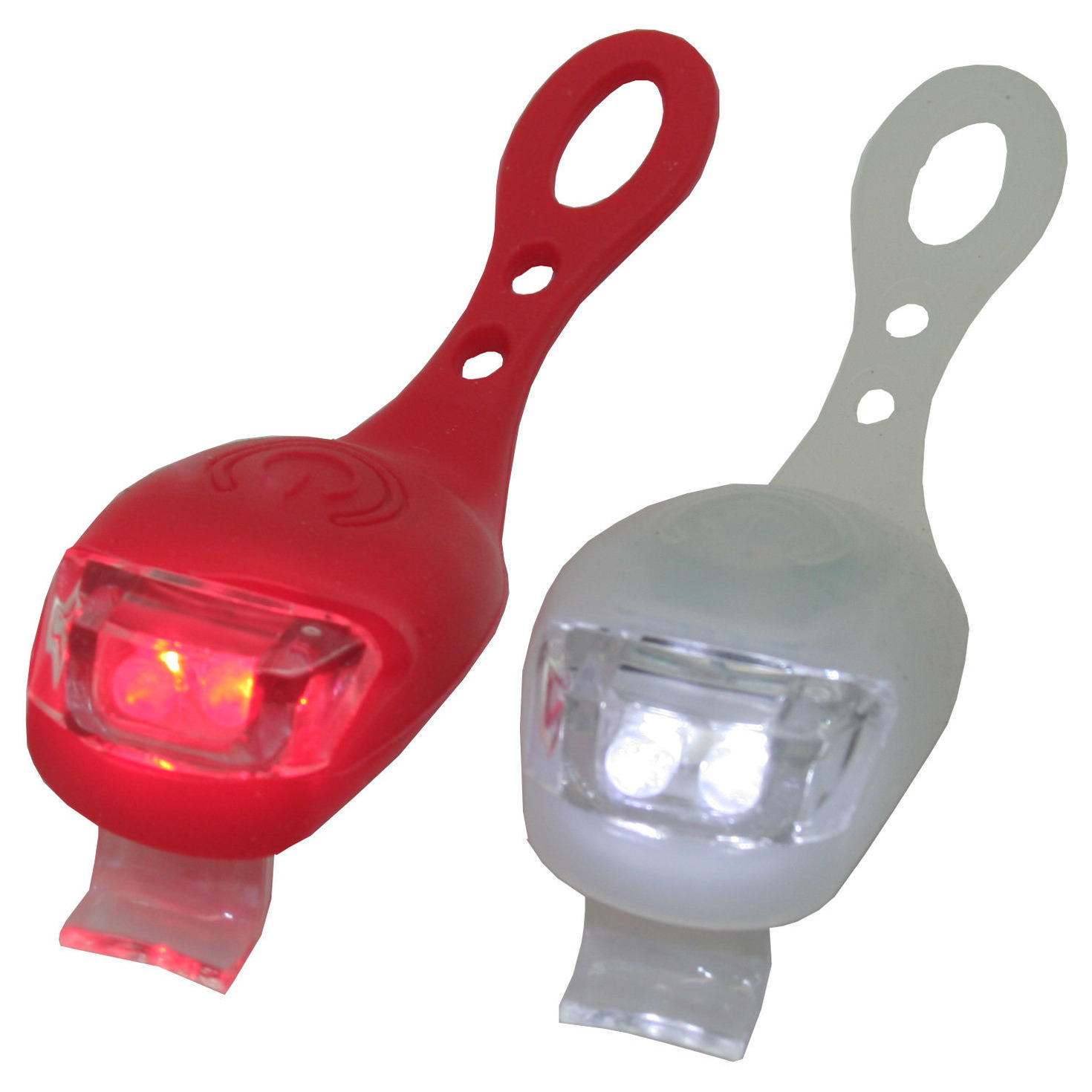 1x LED fietsverlichting/lampen set siliconen voor en achter -