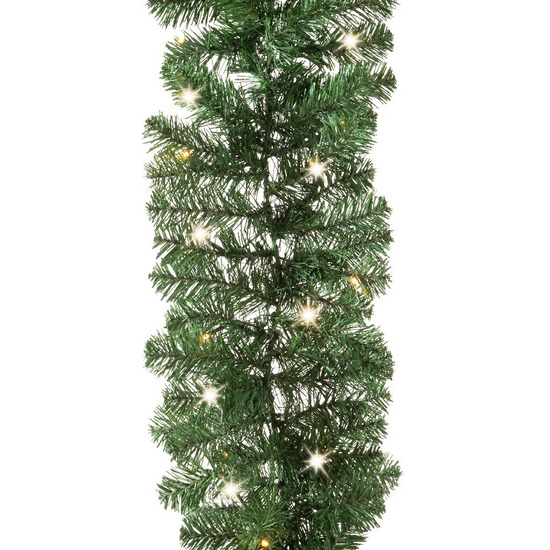 Dennenslinger - groen - met led verlichting - 270 cm - dennen guirlande kerstslinger -