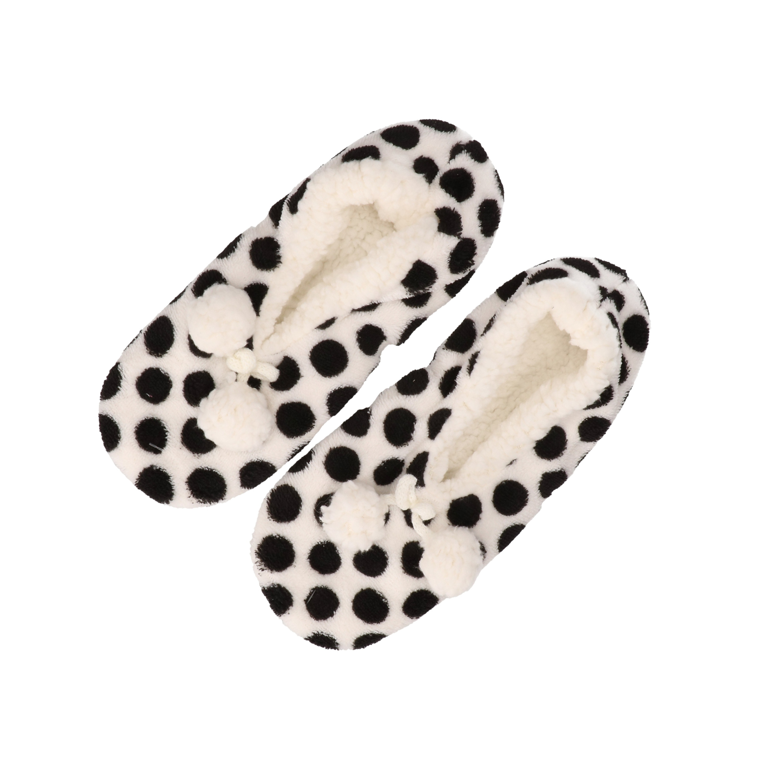Witte/zwarte stippen ballerina pantoffels/sloffen voor dames 37-39 -