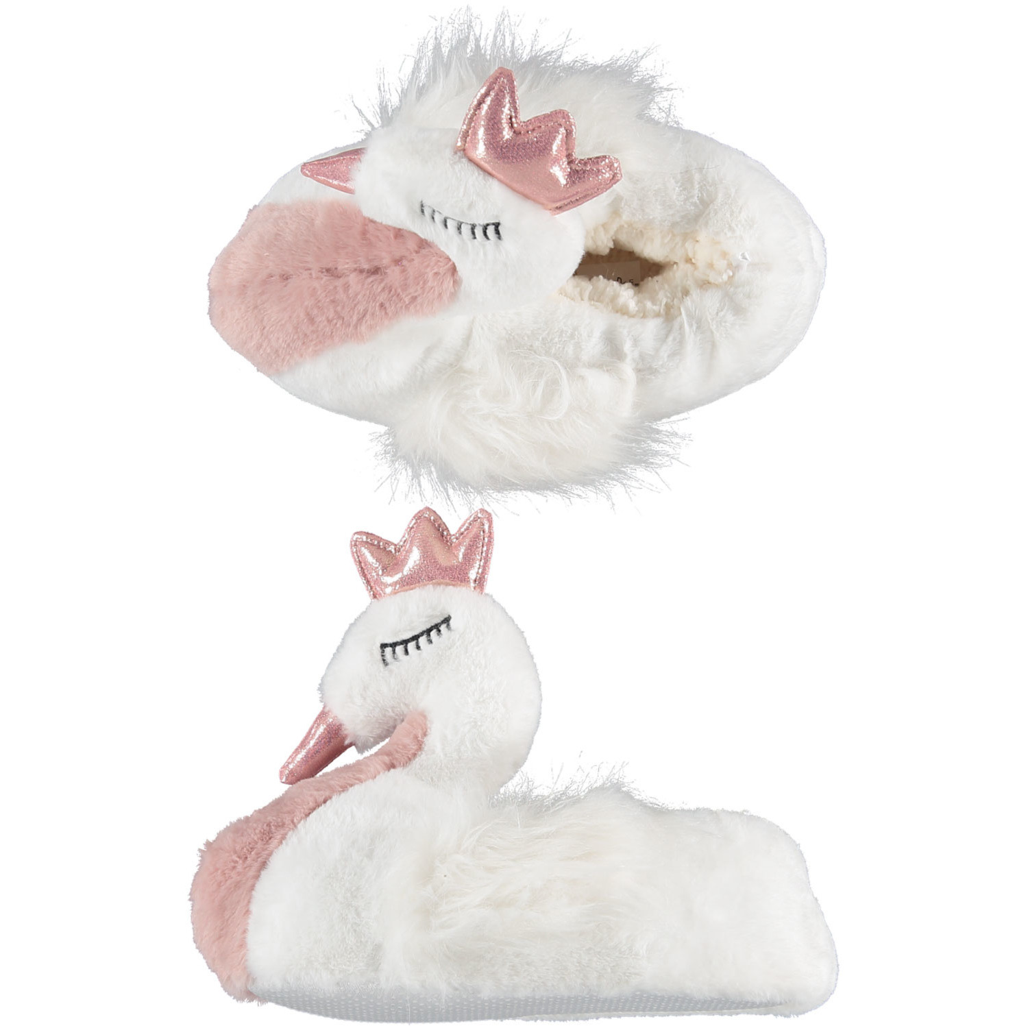 Dieren pantoffels/sloffen Zwaan voor meisjes - wit/roze - Huissloffen - Dierensloffen 35-36 -