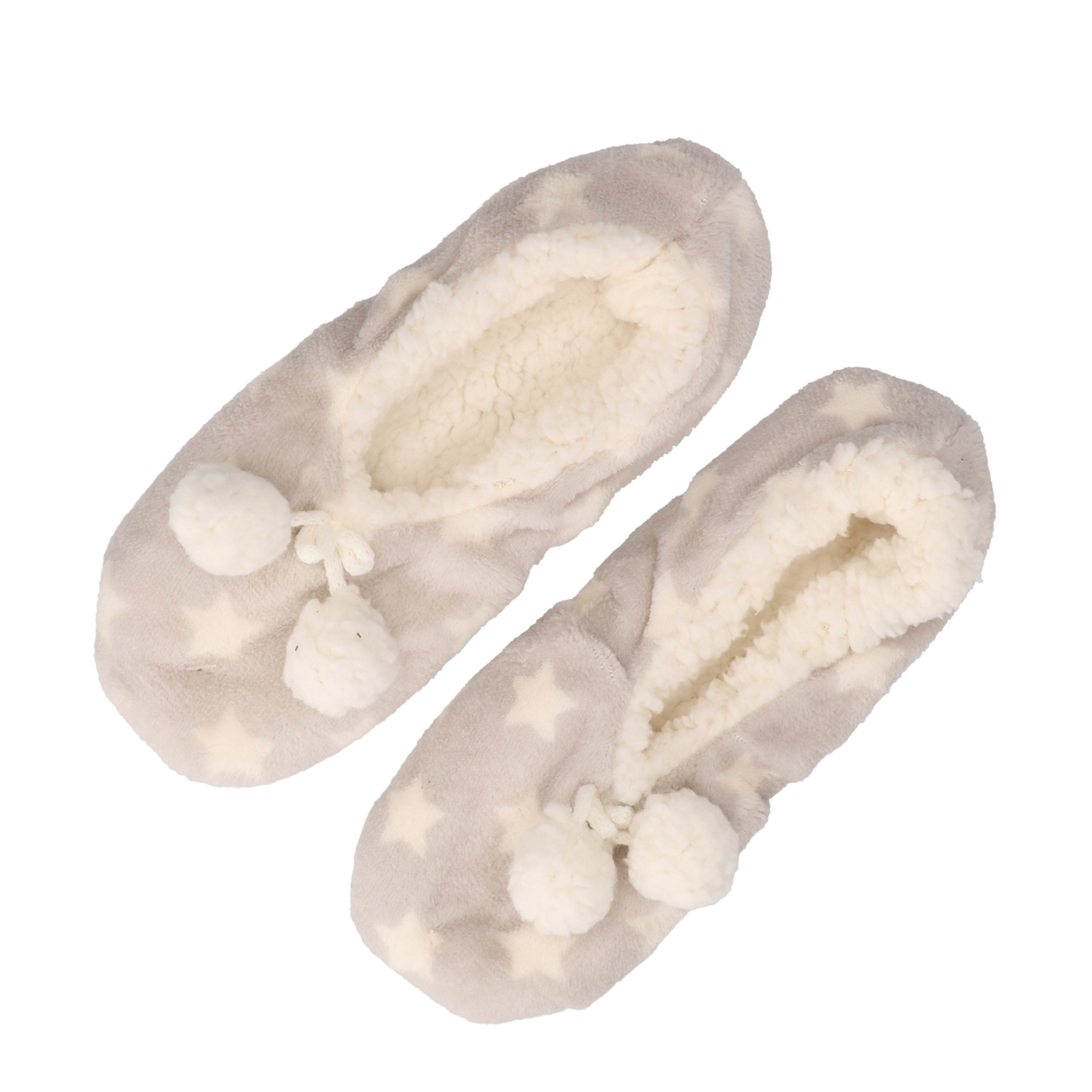 Grijze/witte sterren ballerina pantoffels/sloffen voor dames 37-39 -