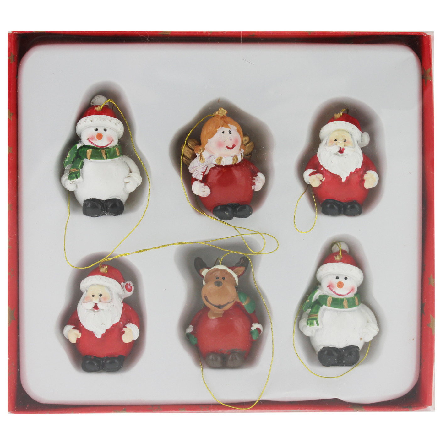 6x Houten kersthangers figuurtjes 4 cm type 1 -