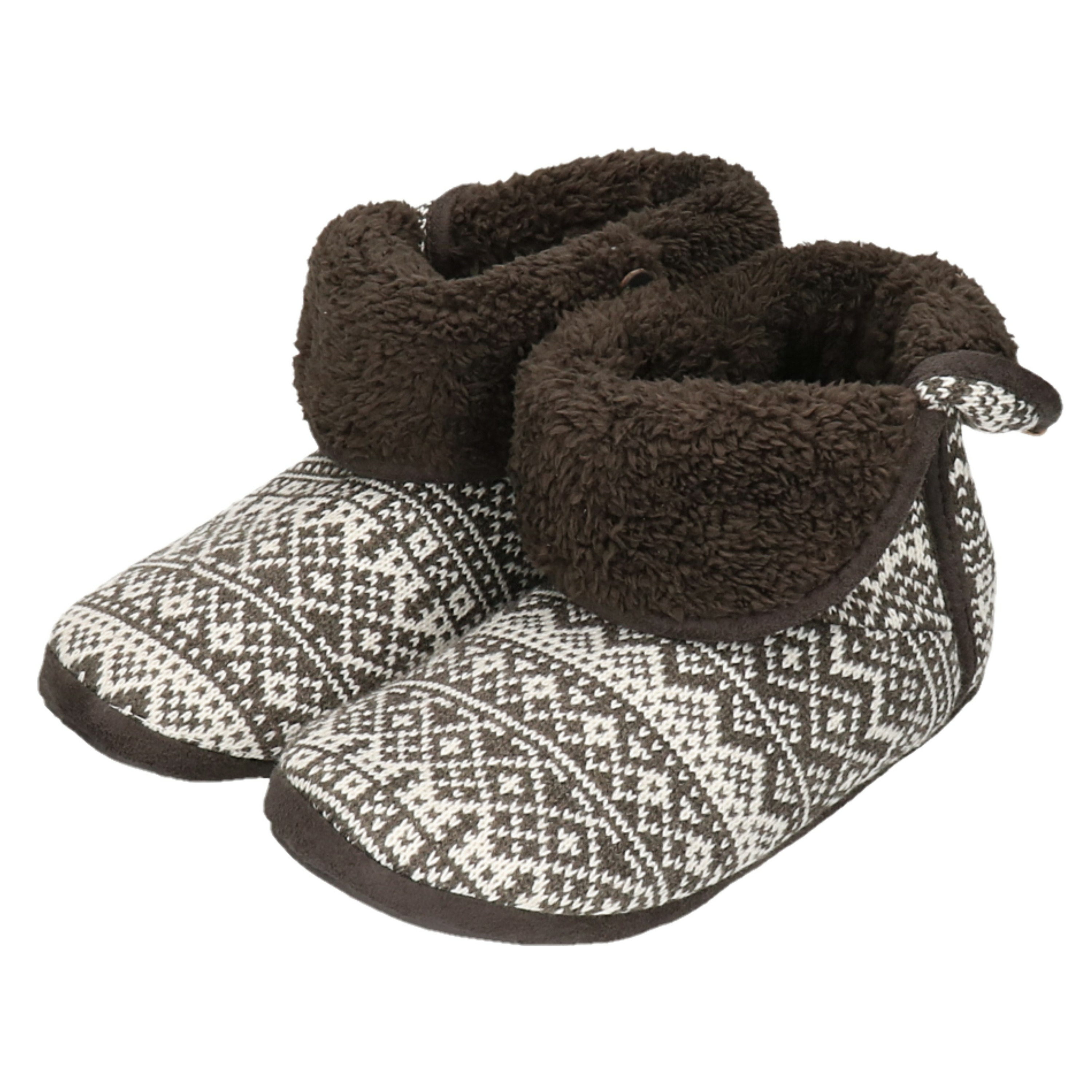 Pantoffels/sloffen - donkergrijs - heren - Nordic patroon - Hoog model - herensloffen 45-46 -