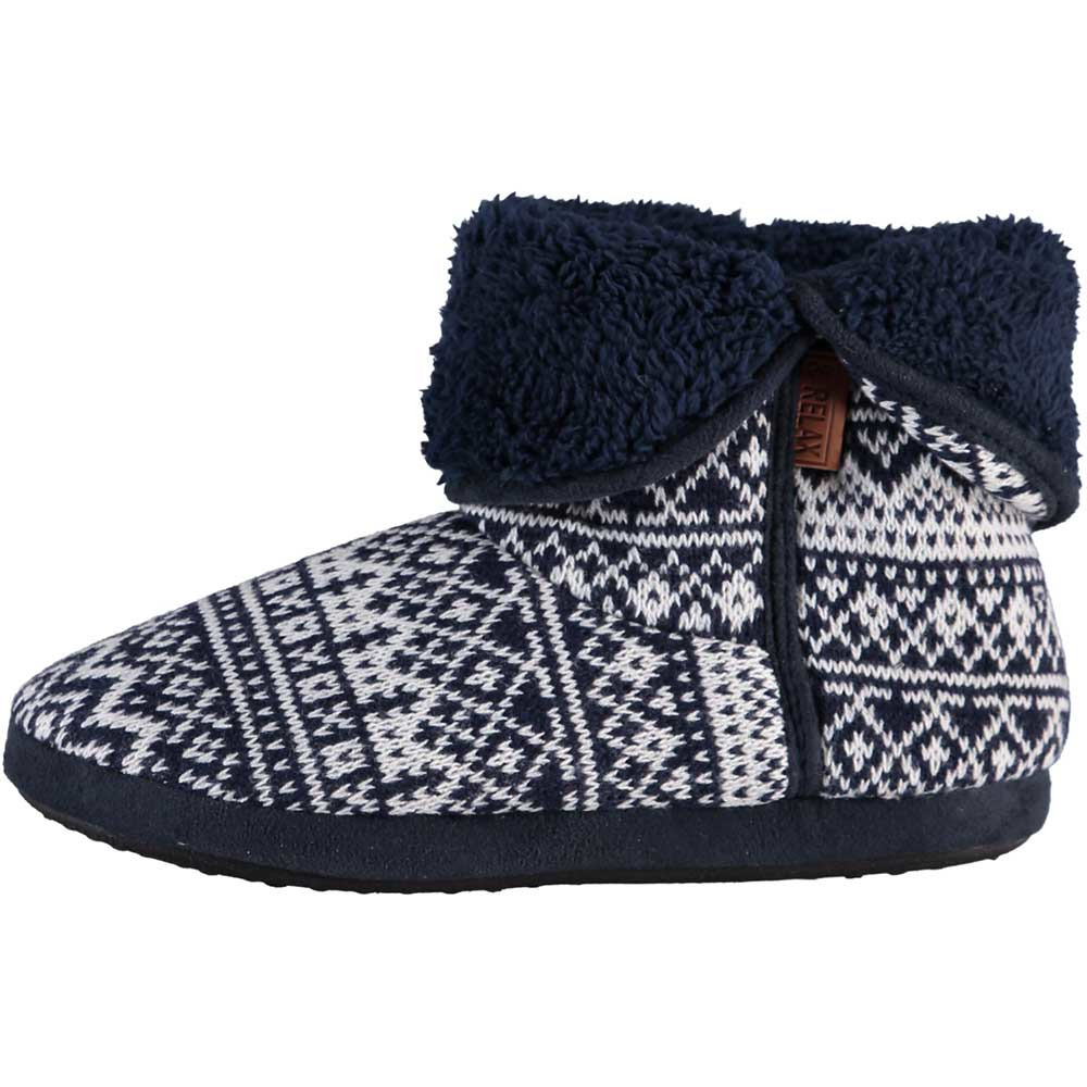 Hoge navy blauwe Nordic patroon pantoffels/sloffen voor heren 41-42 -