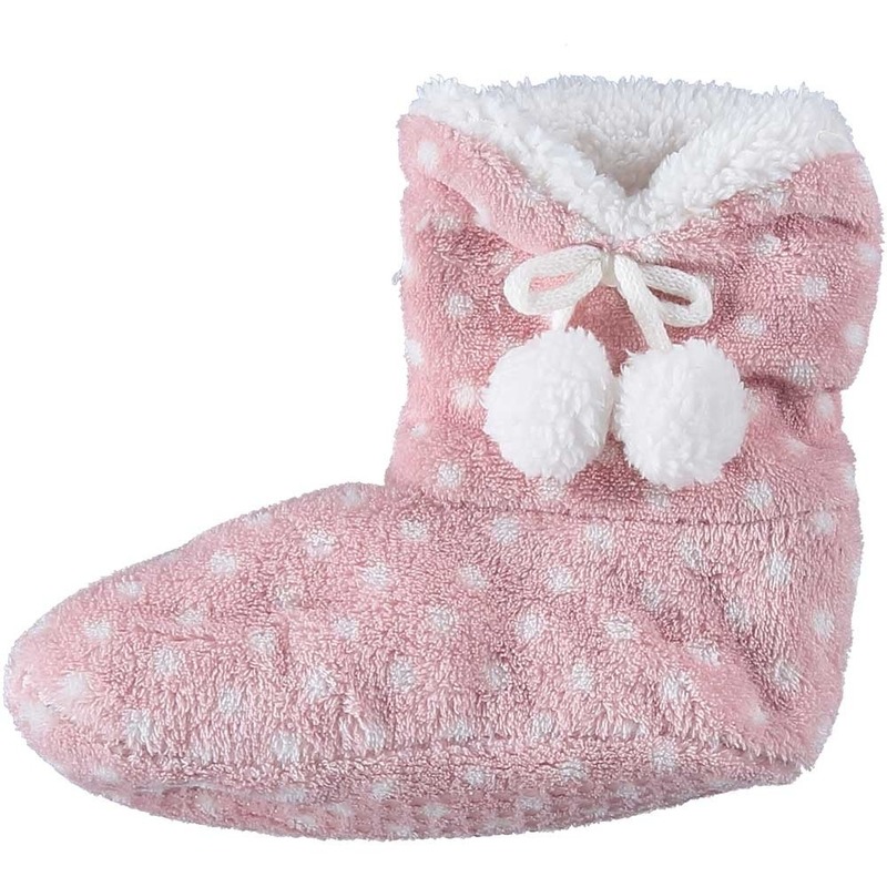 Meisjes hoge sloffen/pantoffels stippenprint roze mt 31-33 31/33 -