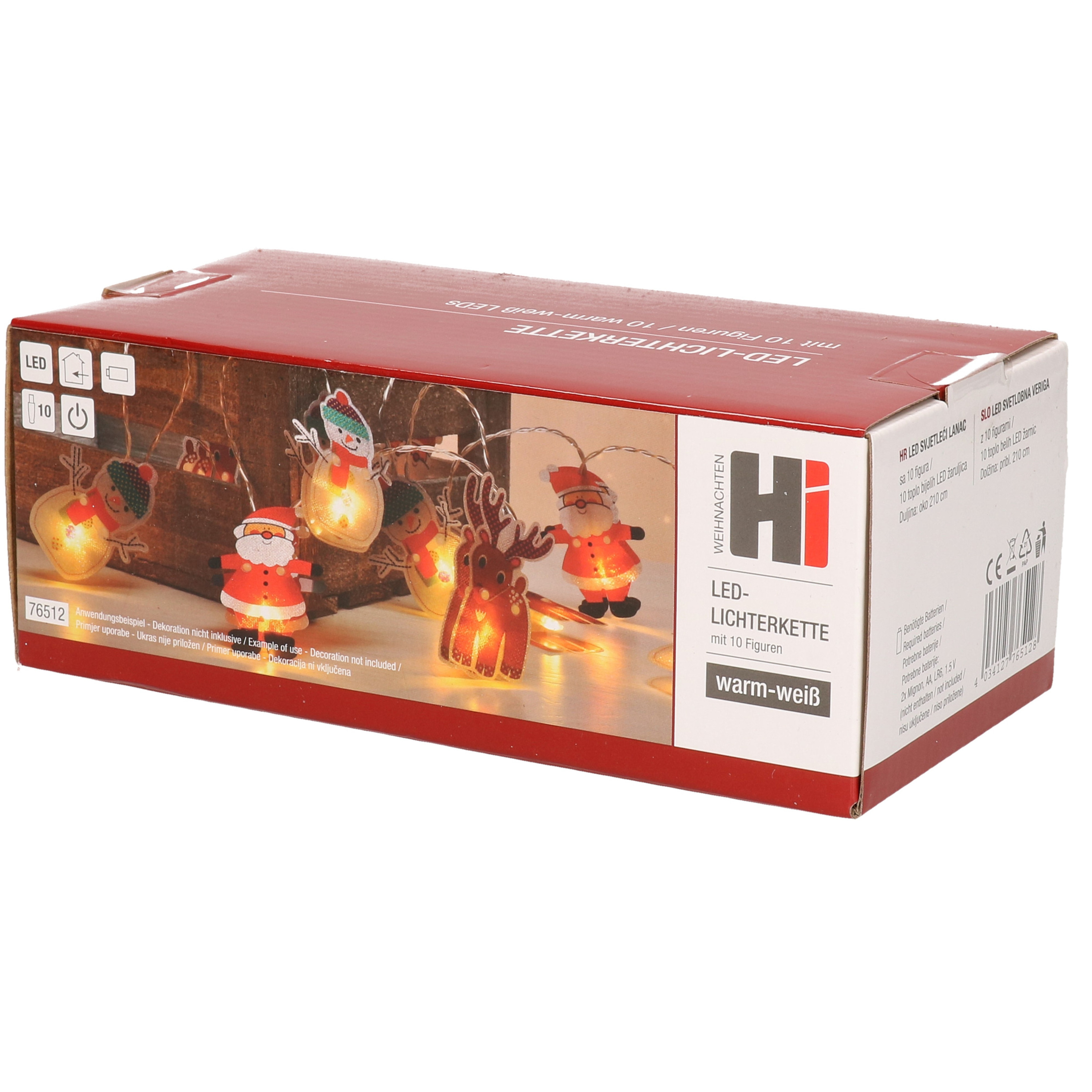 Kerstverlichting lichtsnoeren kerstfiguren op batterij met 10 lampjes -