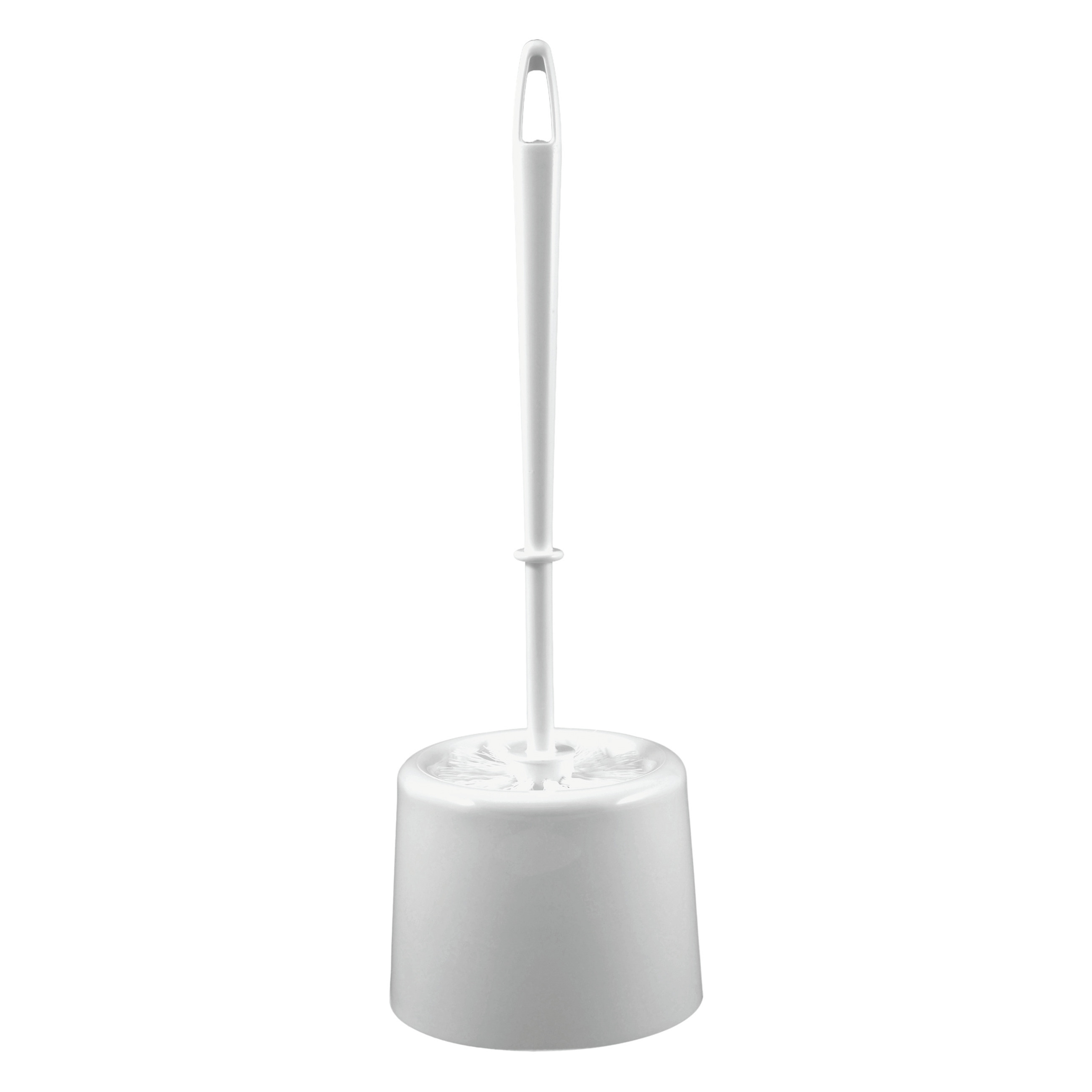 Toiletborstel met houder - wit - 39 x 9 cm - rond -