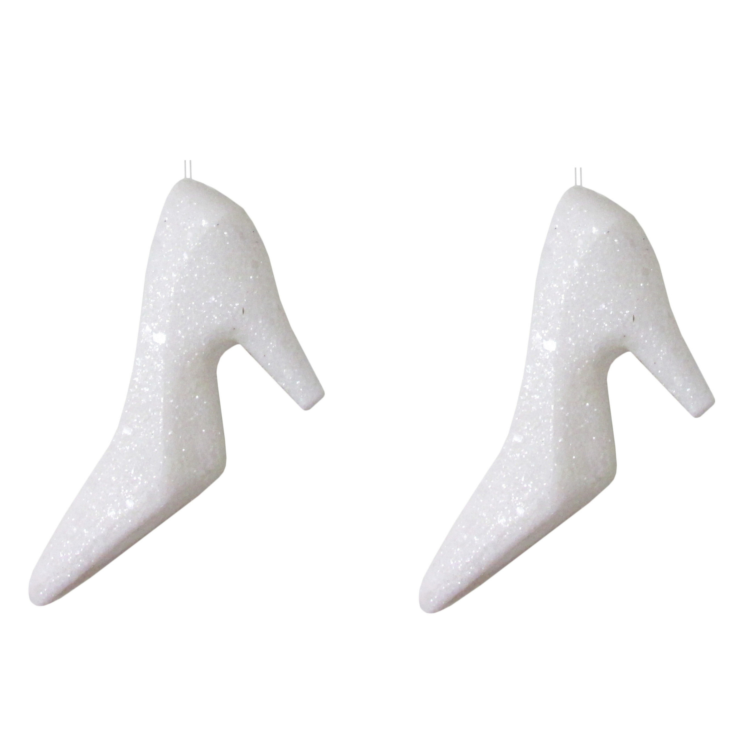 2x Kersthangers witte hakken/pumps 10 cm kerstboomversiering -