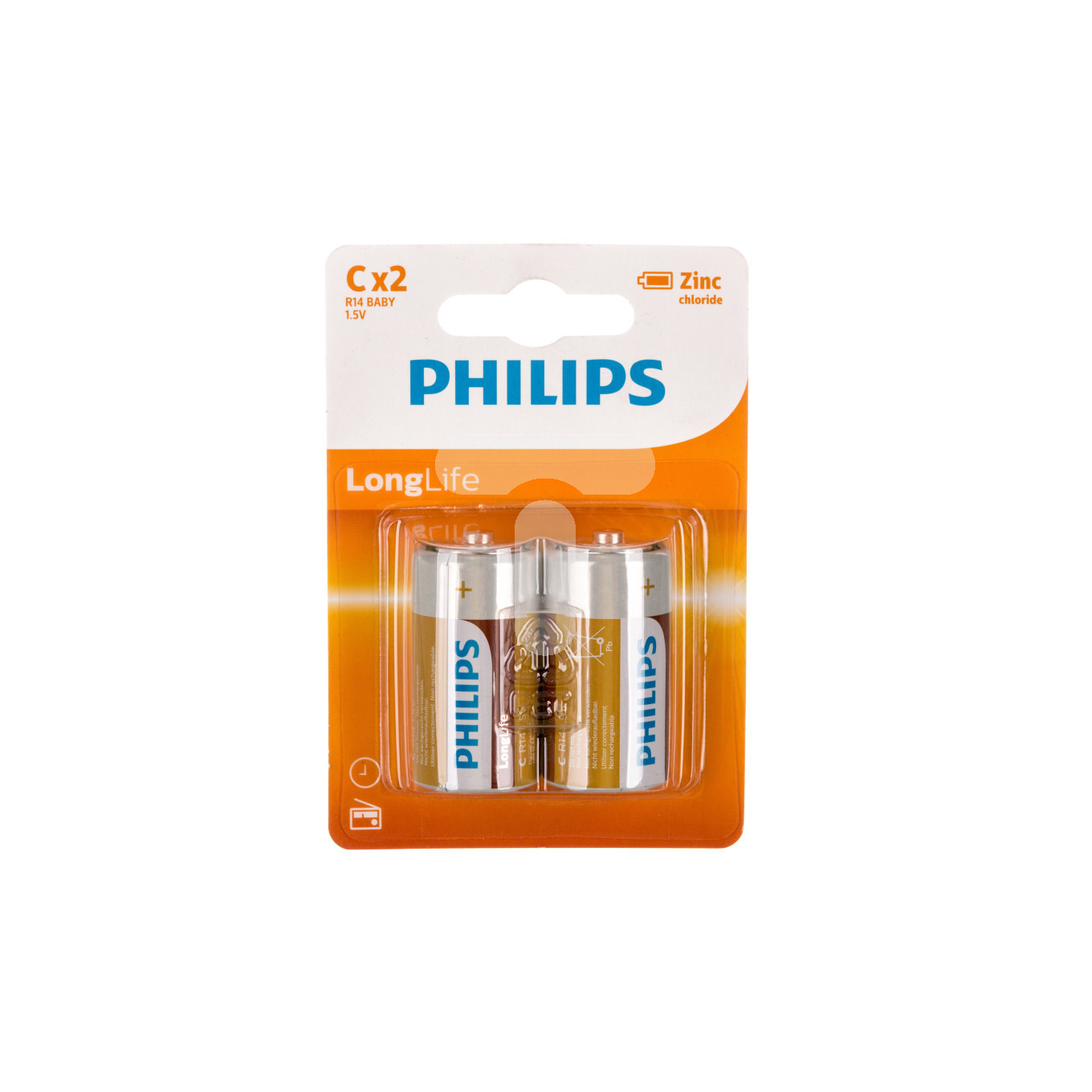 2x Philips Long Life batterijen LR14 C 1,5 V -