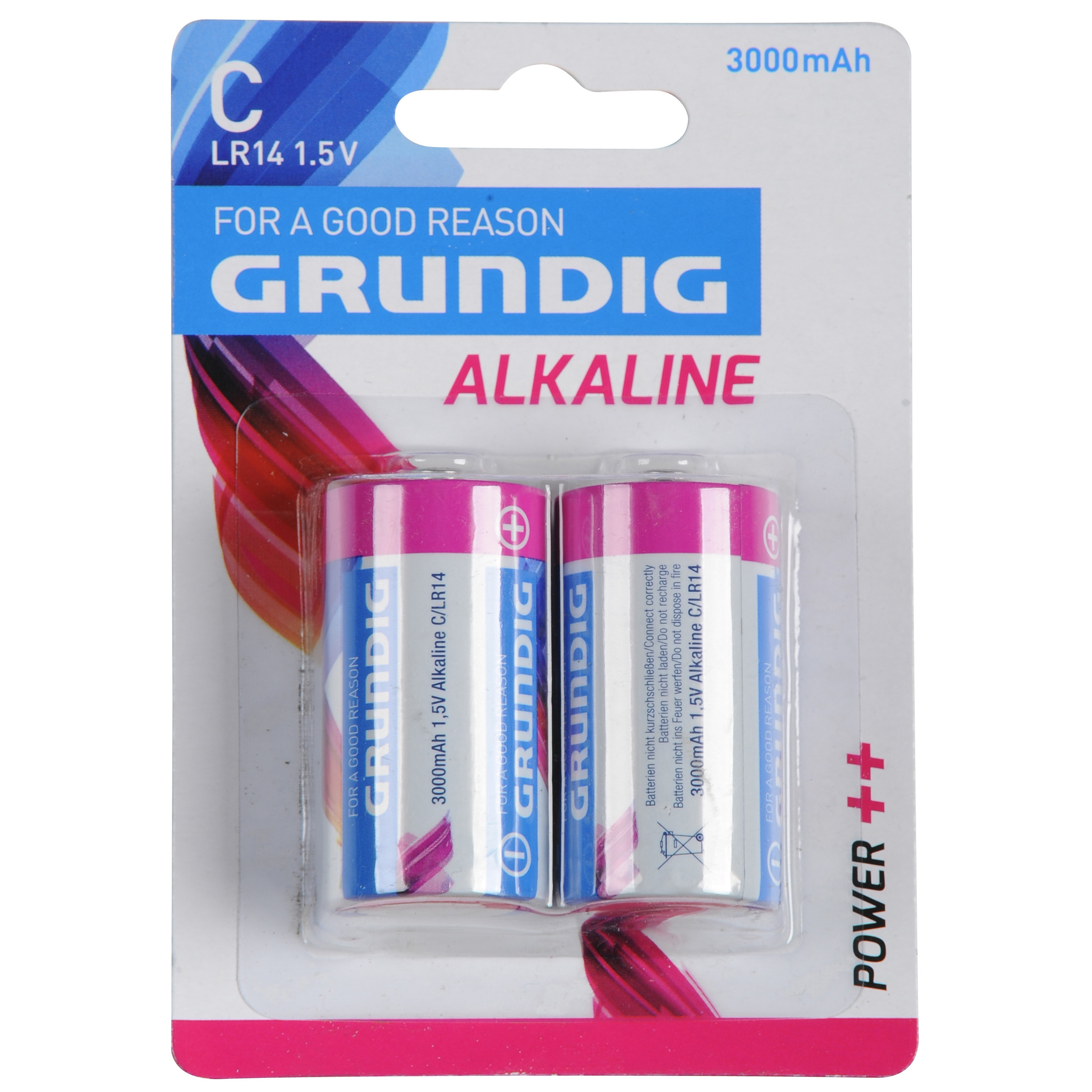 2x Grundig Alkaline batterijen LR14 C 1,5 V -