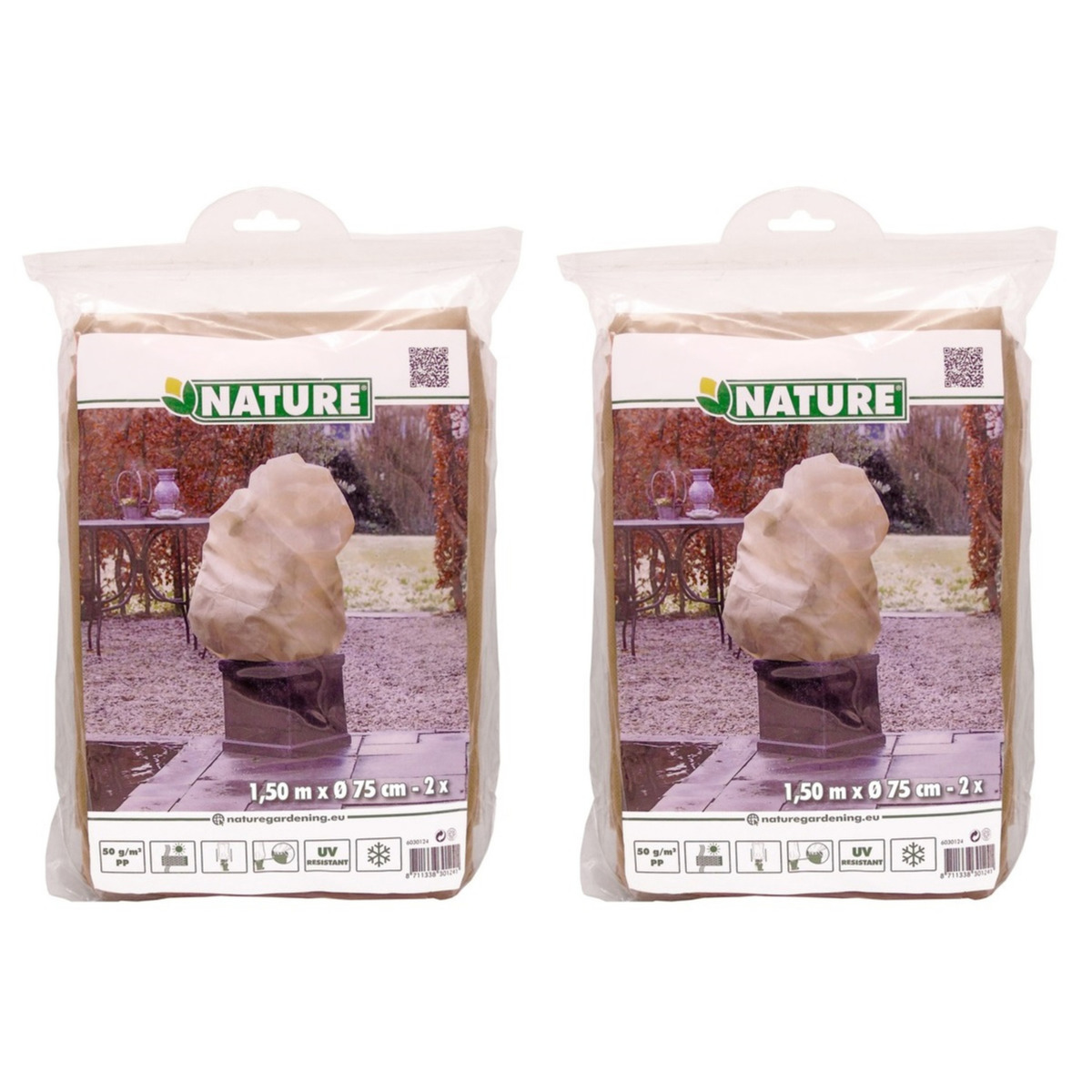 6x Plantenhoezen beige 1,5 m x 75 cm anti-vorst bescherming -