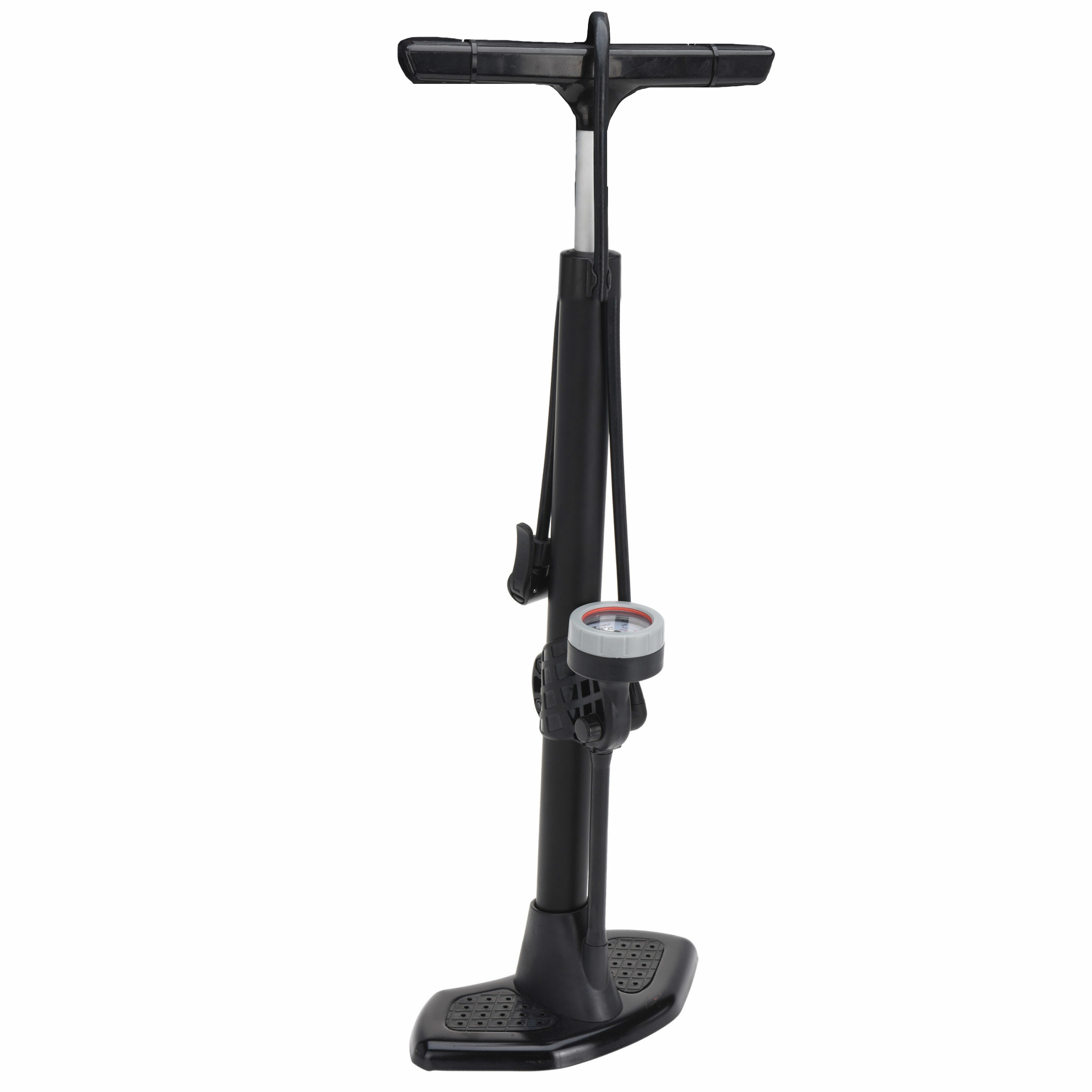 Zwarte fietspomp staand met drukmeter 67 cm -