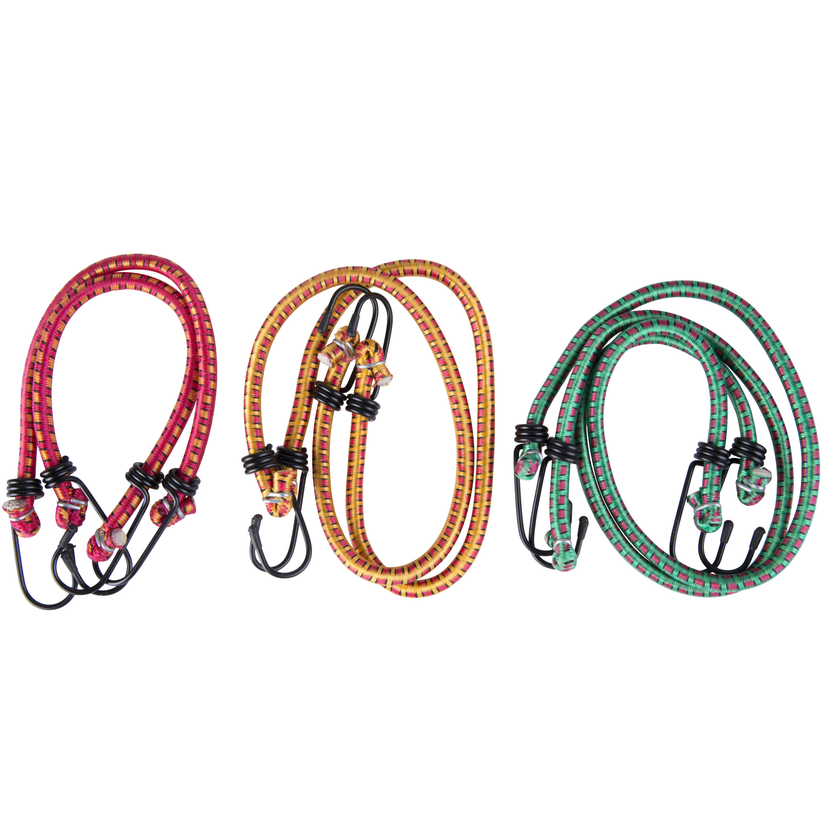 6x Bagagespinnen/snelbinders groen/rood/geel 30 / 45 / 60 cm -