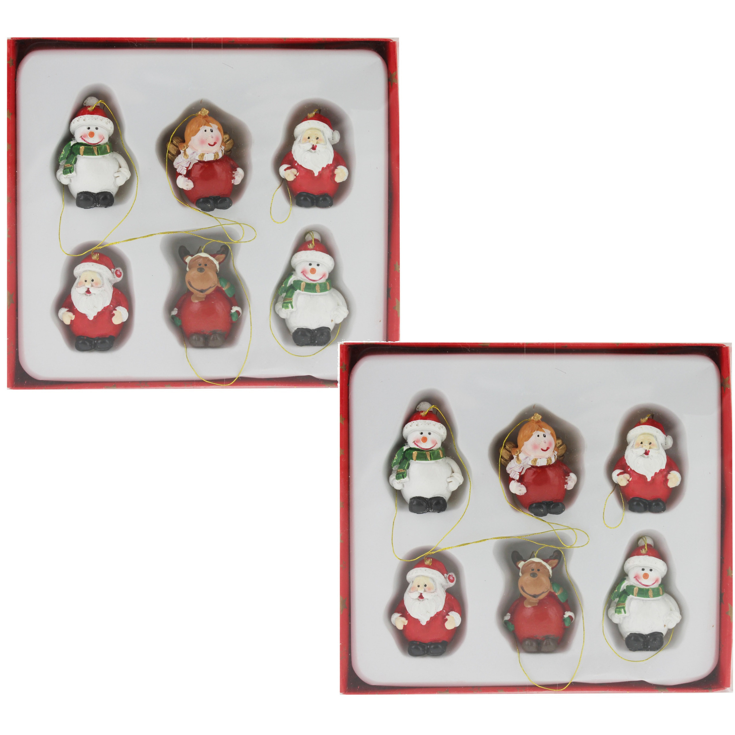 12x Houten kersthangers figuurtjes 4 cm -