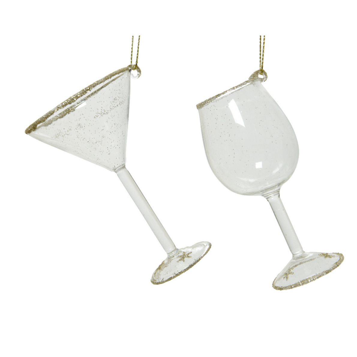 Kerstboom hangers set van 2x stuks transparante glazen 10 x 6 cm -