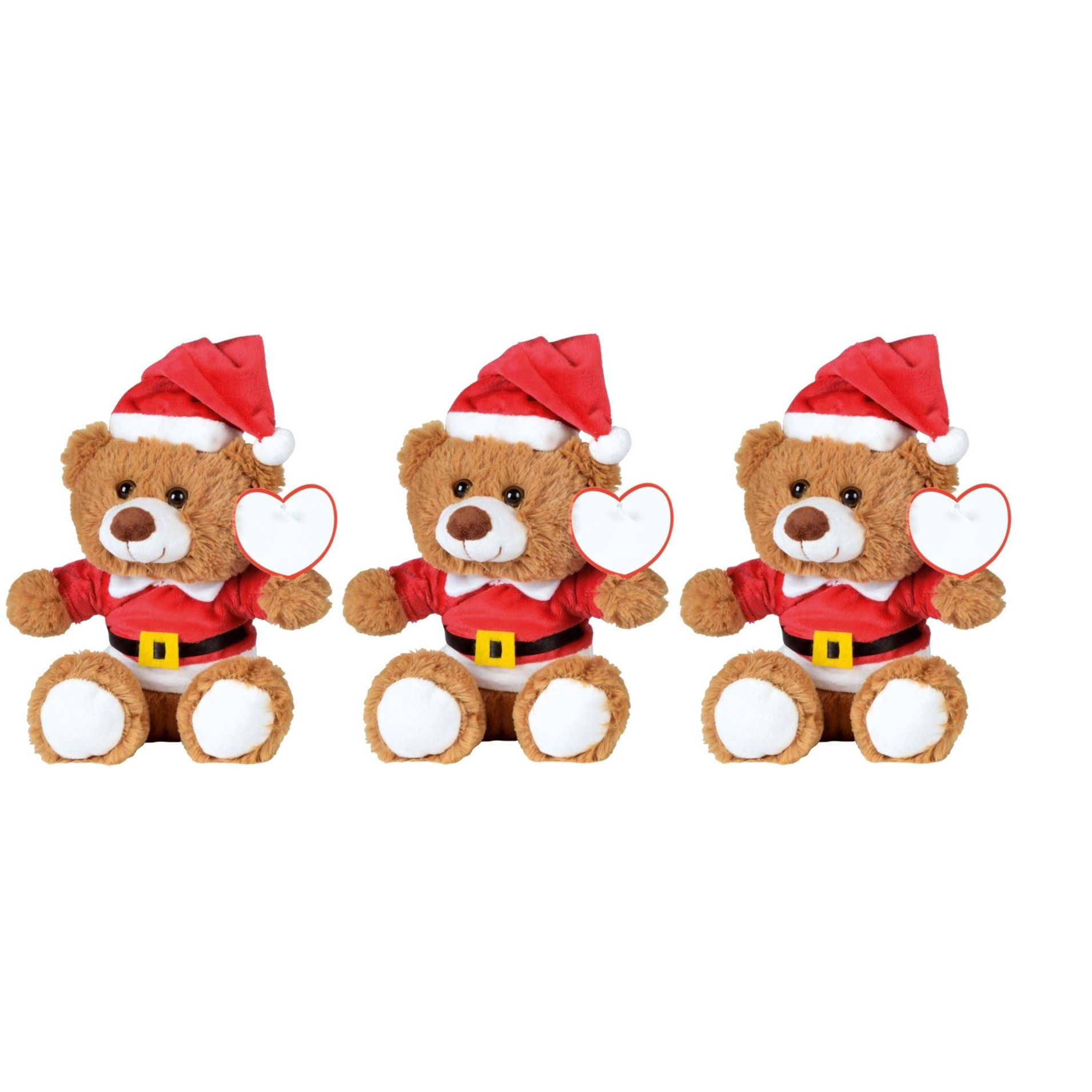 15x Kerst knuffel pluche beertjes bruin zittend 18 x 19 cm speelgoed -