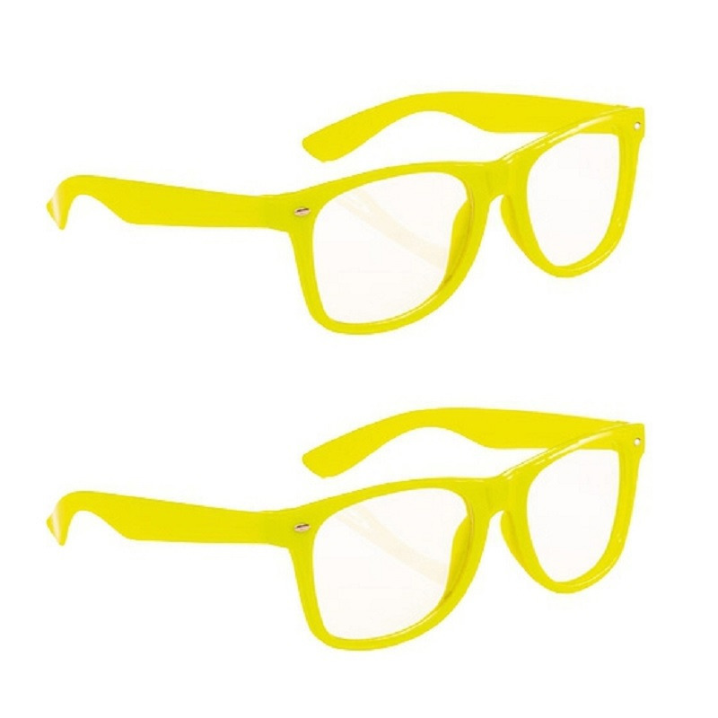 10x stuks neon verkleed brillen fel geel -