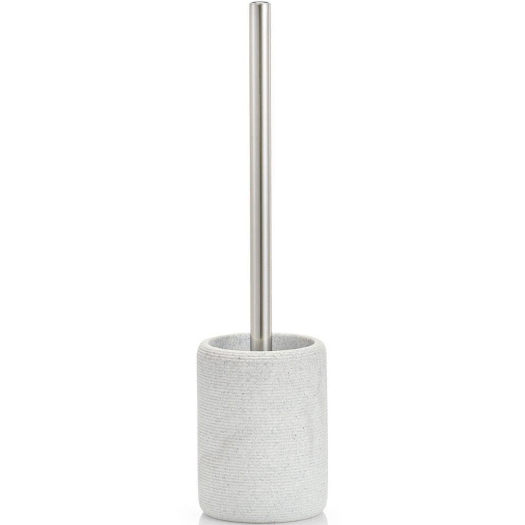 Toiletborstel met grijze gestreepte houder polyresin 36 cm -