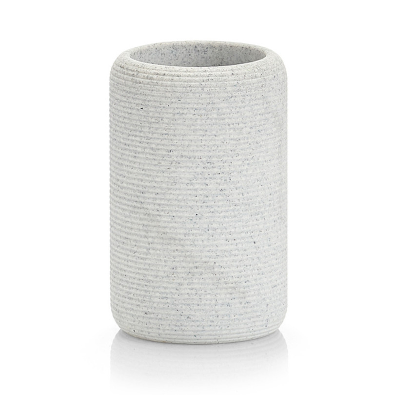Badkamer beker/tandenborstel houder - lichtgrijs - kunststeen -11 cm -