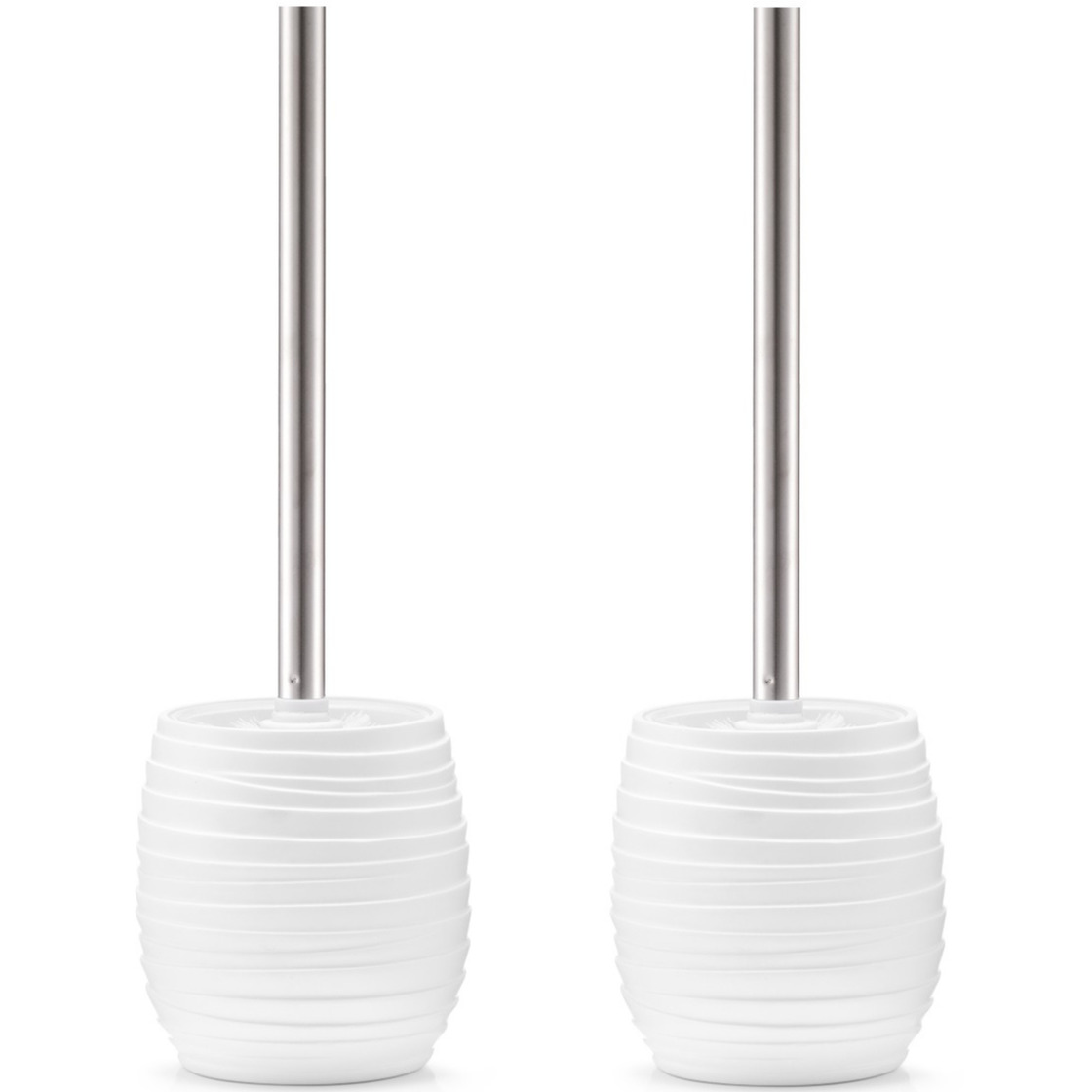 Set van 2x stuks toiletborstels met witte houder abstract polyresin 37,5 cm -