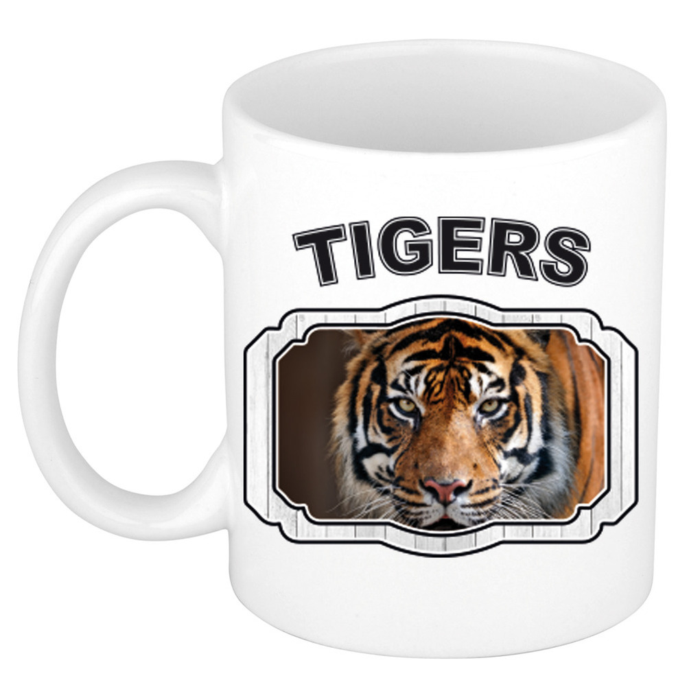 Dieren tijger beker - tigers/ tijgers mok wit 300 ml -
