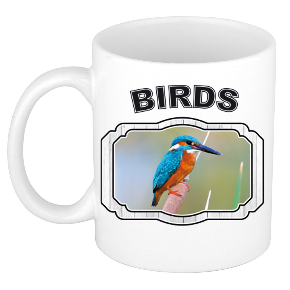 Dieren ijsvogel beker - birds/ vogels mok wit 300 ml -