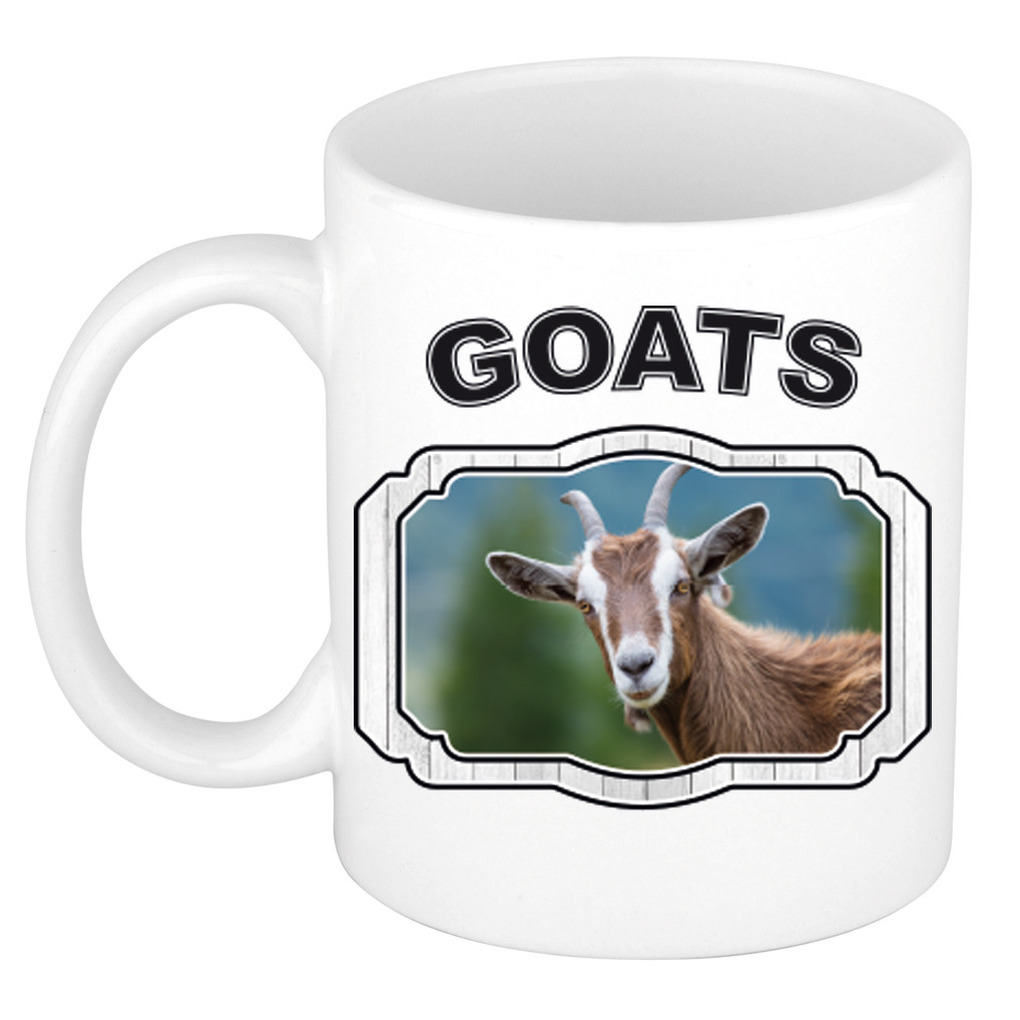 Dieren geit beker - goats/ geiten mok wit 300 ml -