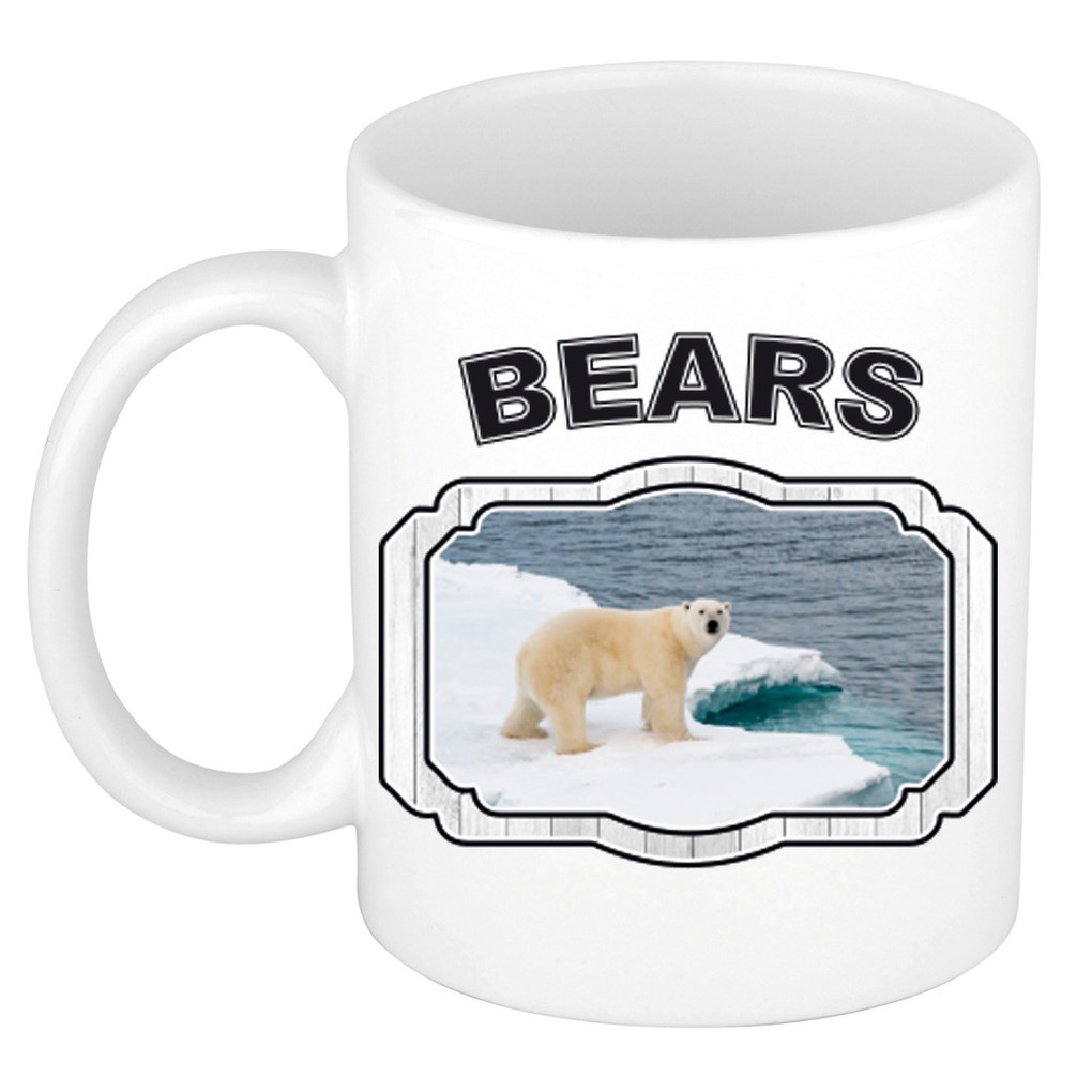 Dieren ijsbeer beker - bears/ ijsberen mok wit 300 ml -