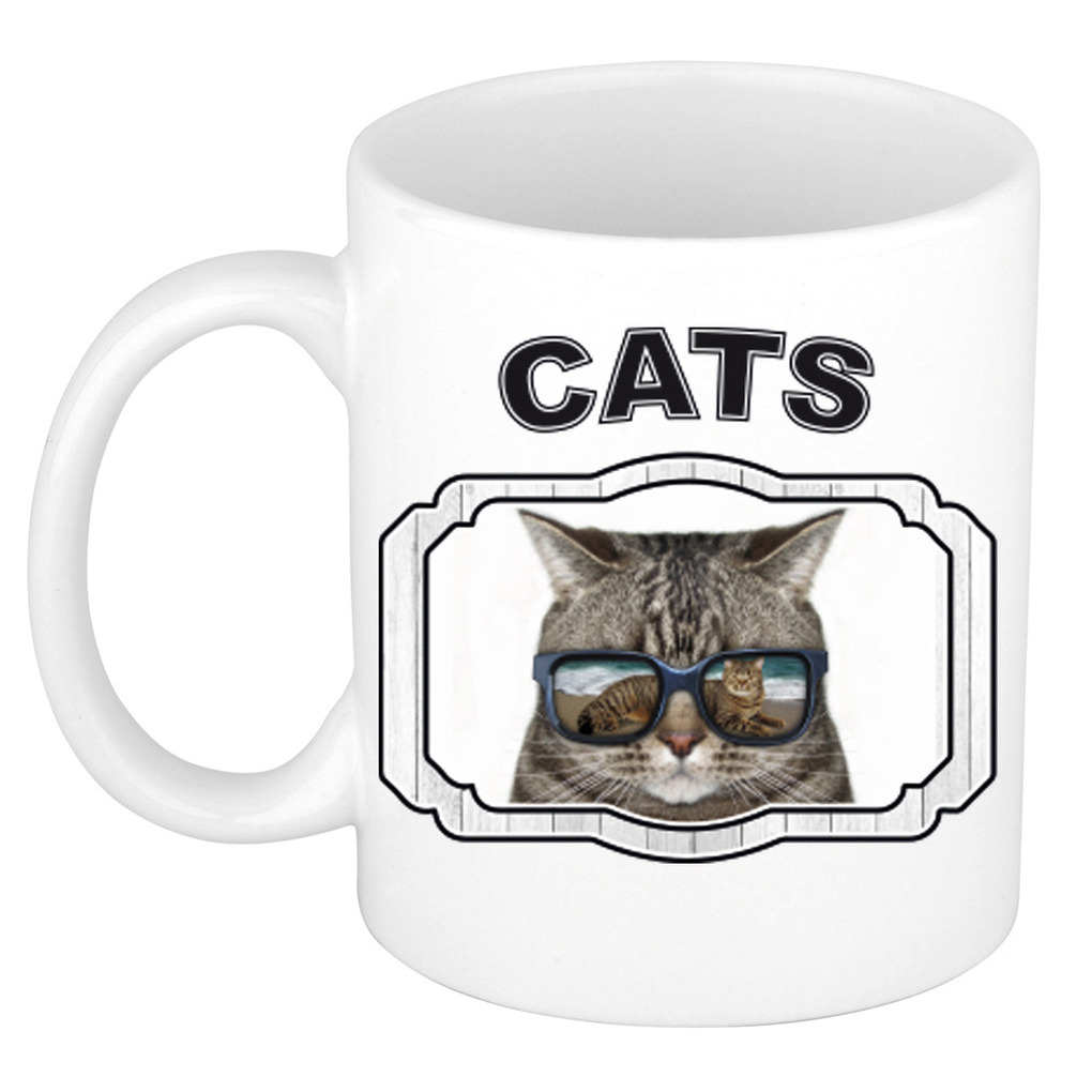 Dieren coole poes beker - cats/ katten mok wit 300 ml -