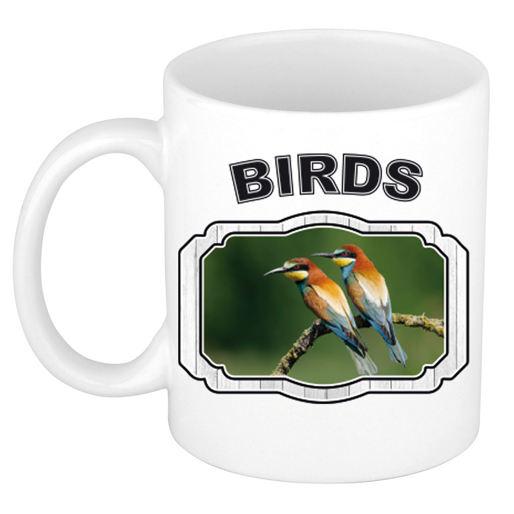 Dieren bijeneter vogel beker - birds/ vogels mok wit 300 ml -