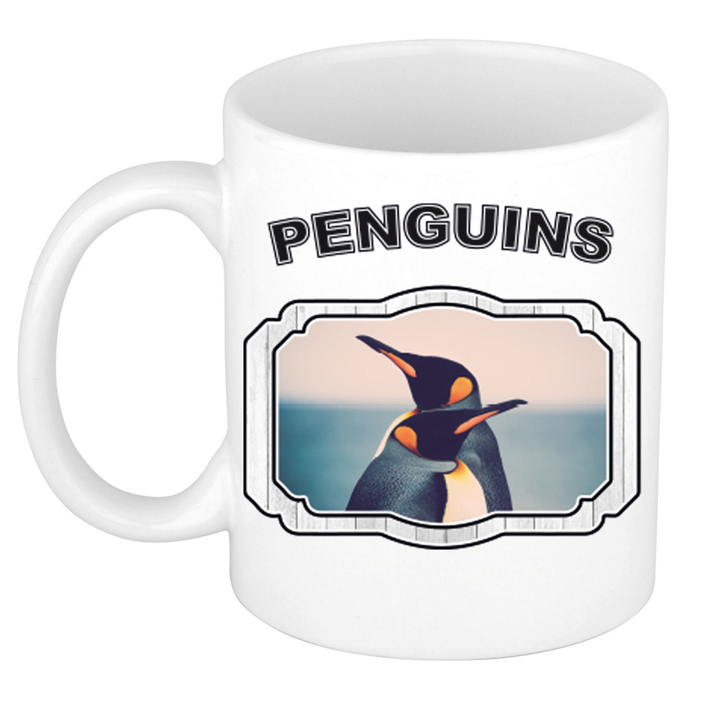 Dieren pinguin beker - penguins/ pinguins mok wit 300 ml -